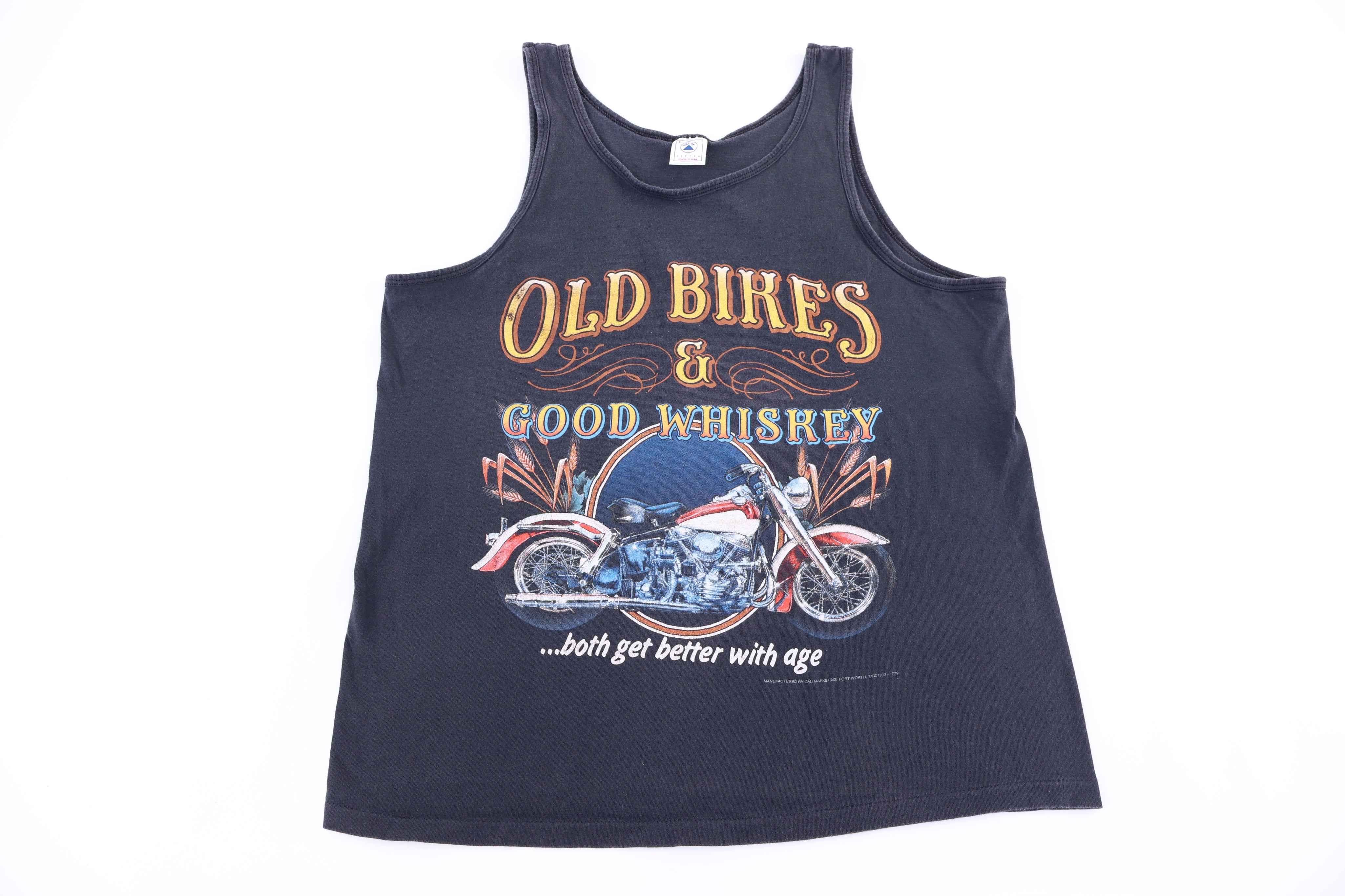 90's Old Bikes & Good Whiskey Tank Top - Shirts & Tops - Thrifted Threads