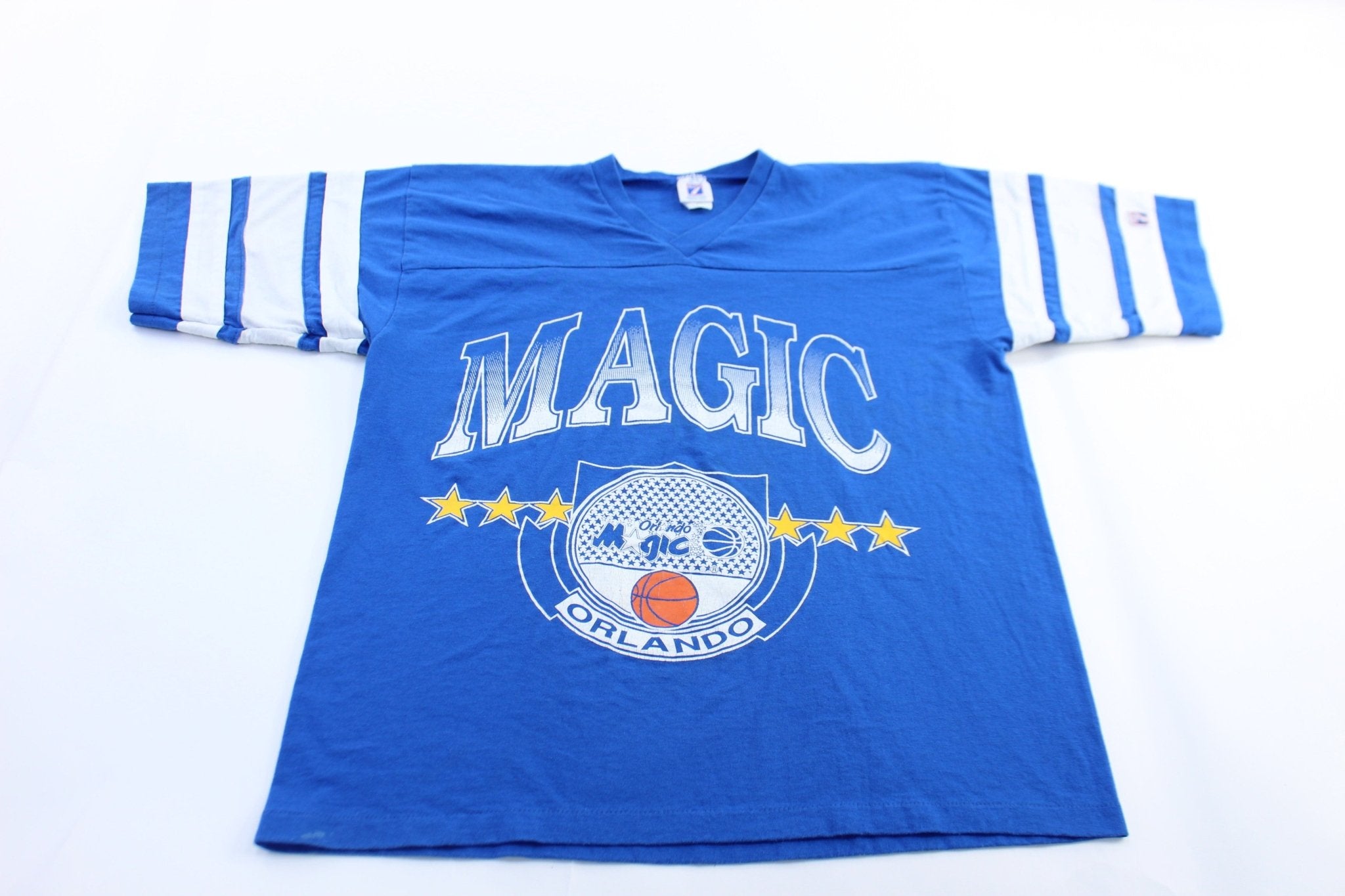 90's Orlando Magic Striped Logo 7 T-Shirt - ThriftedThreads.com