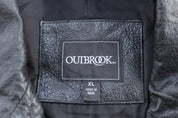 90's Outbrook Black Full Zip Leather Jacket w/ Harley Davidson Patches - Jacket - Thrifted Threads