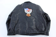90's Outbrook Black Full Zip Leather Jacket w/ Harley Davidson Patches - Jacket - Thrifted Threads