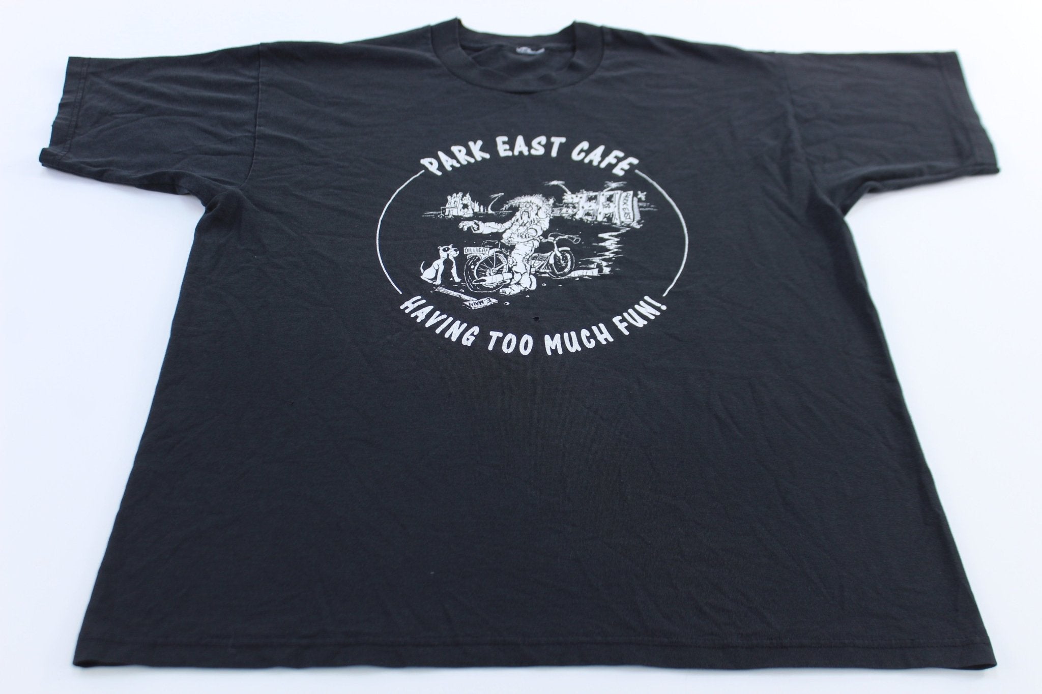 90's Park East Cafe Graphic T-Shirt - ThriftedThreads.com