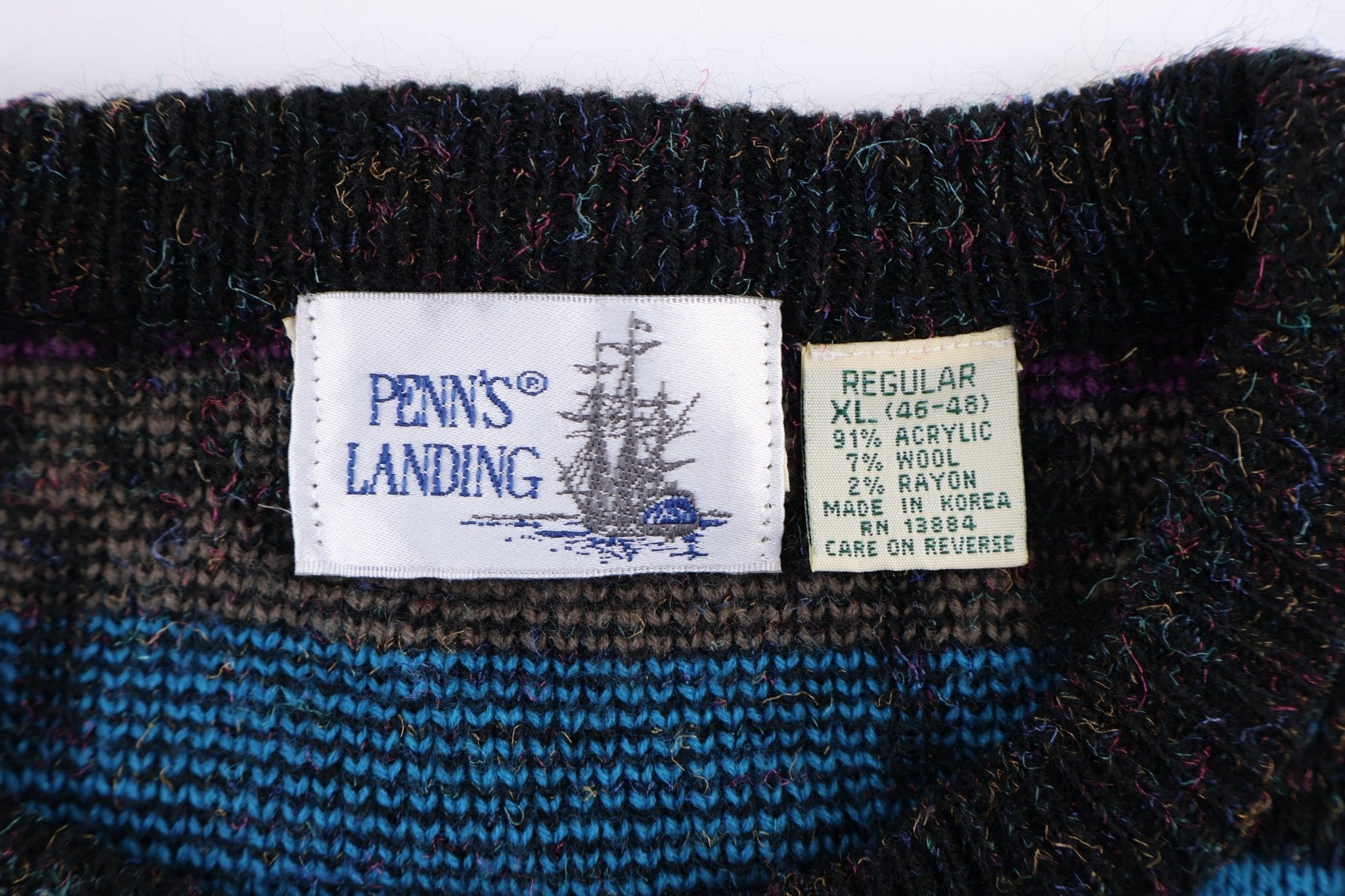 90's Penn's Landing Multipattern Knit Sweater - Sweater - Thrifted Threads