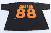 90's Philadelphia Flyers Eric Lindros Nutmeg Jersey T-Shirt - ThriftedThreads.com