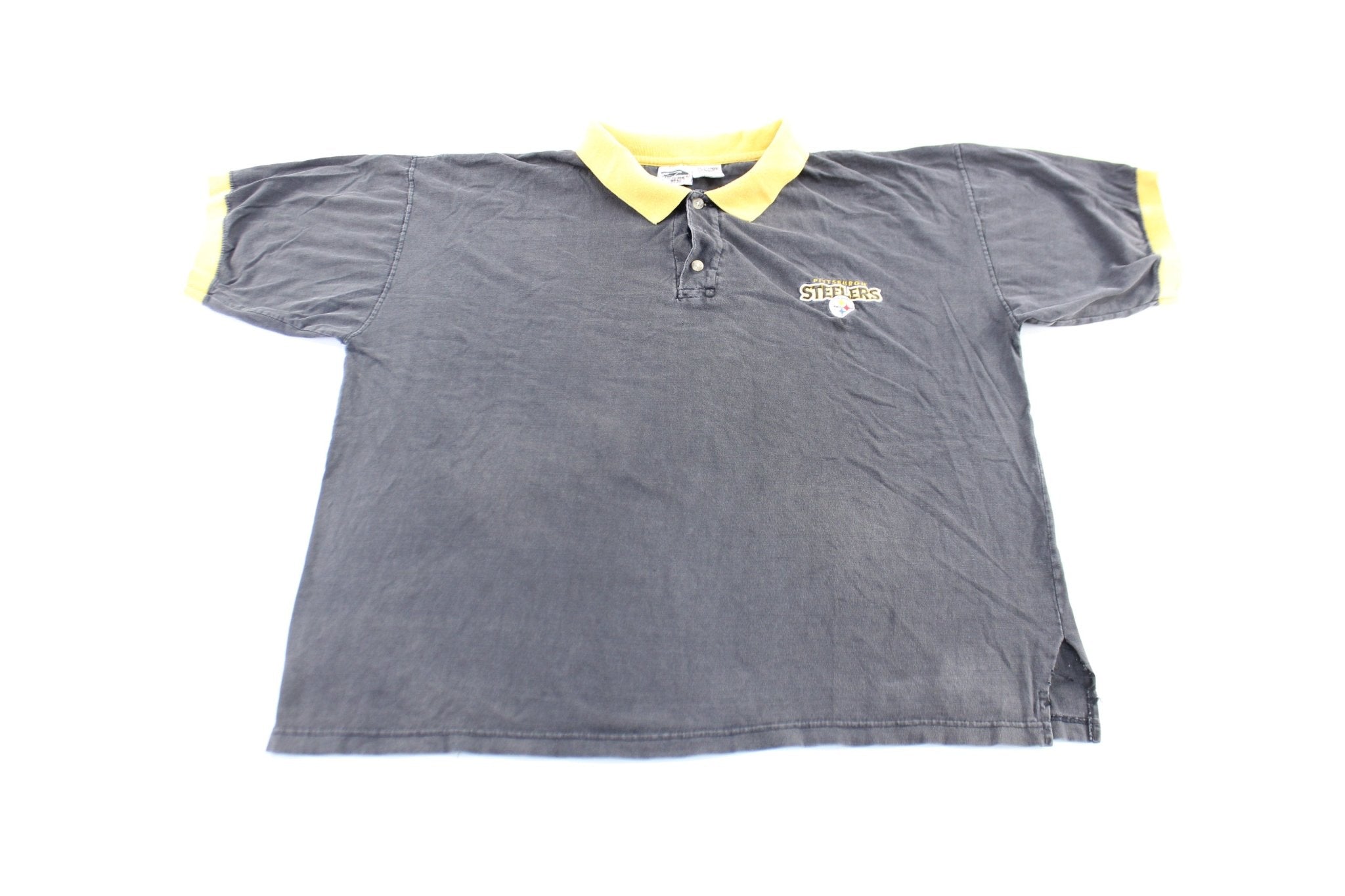 90's Pittsburgh Steelers Embroidered Button Up Polo - ThriftedThreads.com