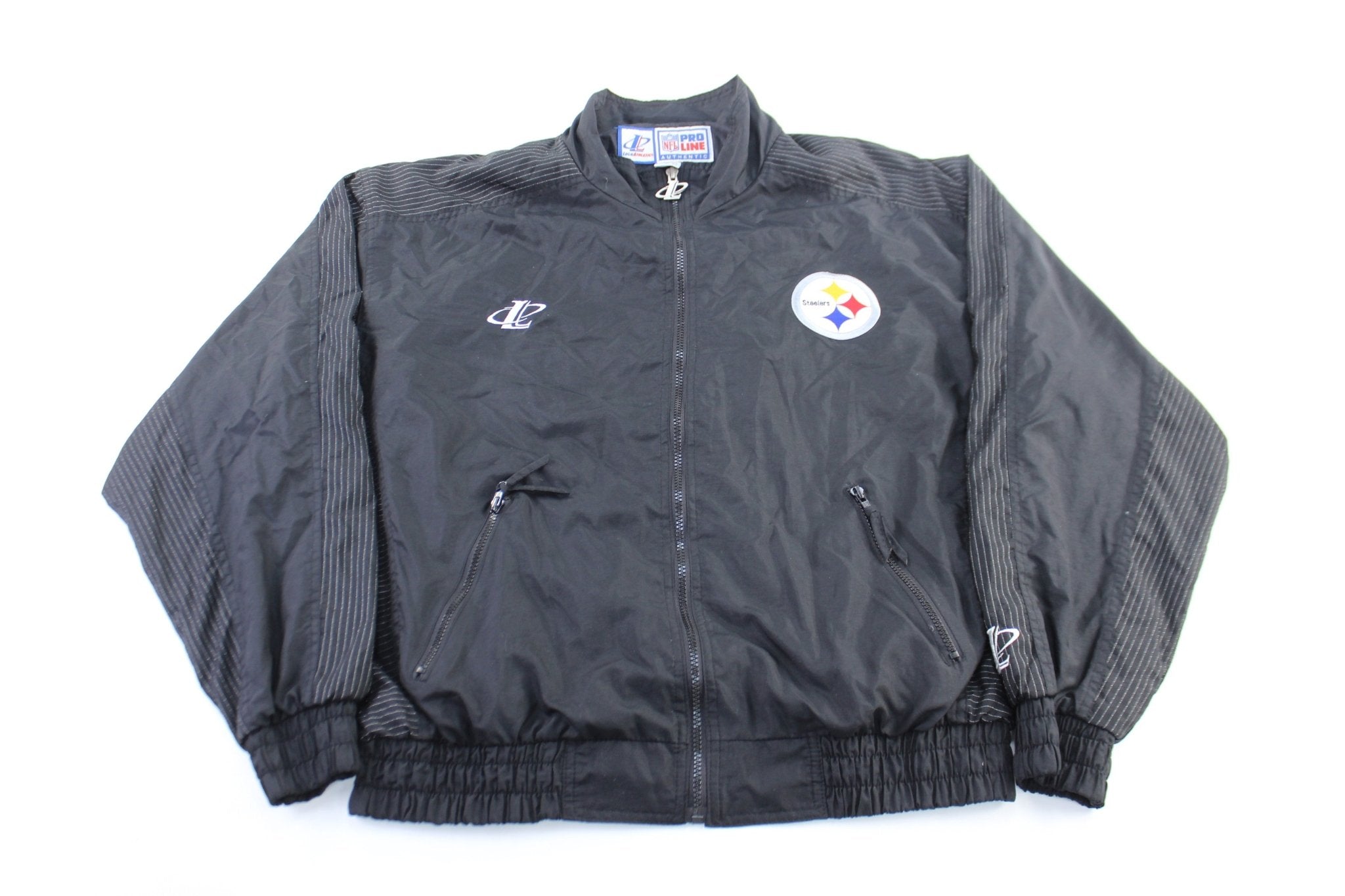 90's Pittsburgh Steelers Embroidered LogoAthletic Zip Up Jacket - ThriftedThreads.com