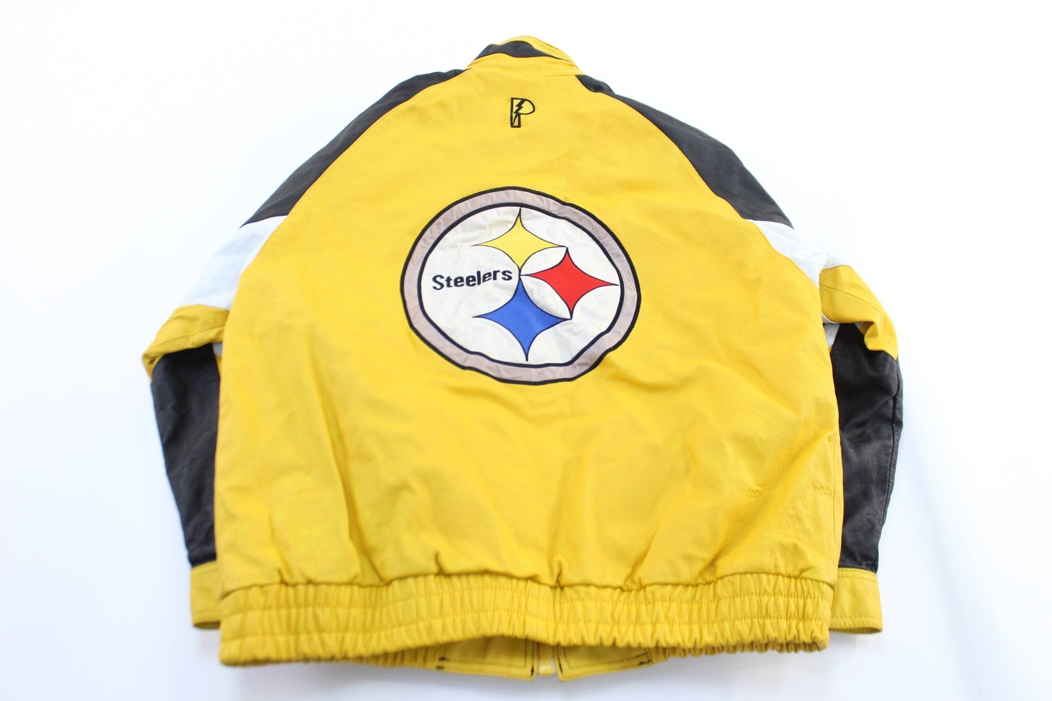 90's Pittsburgh Steelers Embroidered Pro Player Leather Jacket - ThriftedThreads.com