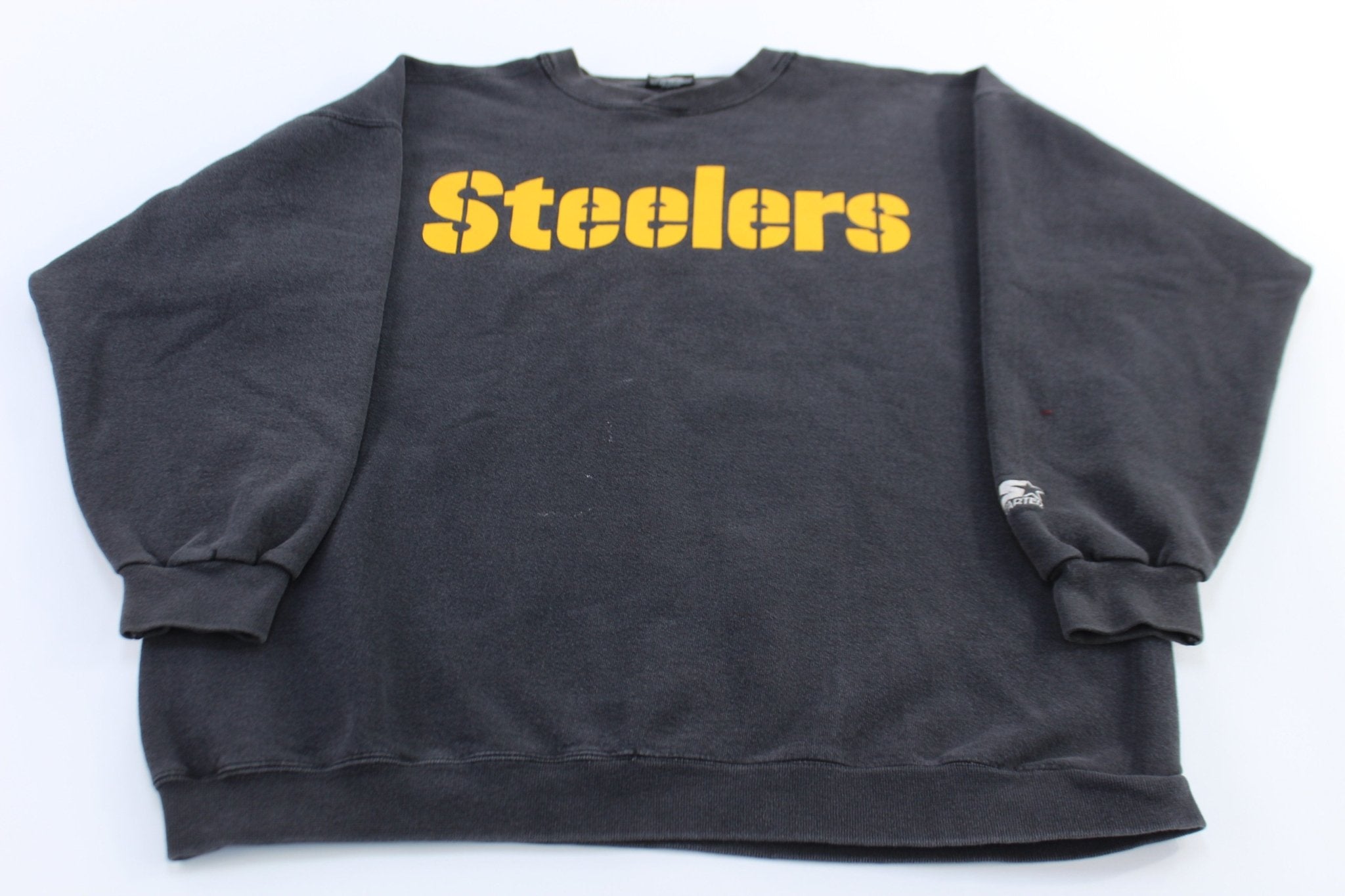 90's Pittsburgh Steelers Football Starter Black Sweatshirt - ThriftedThreads.com