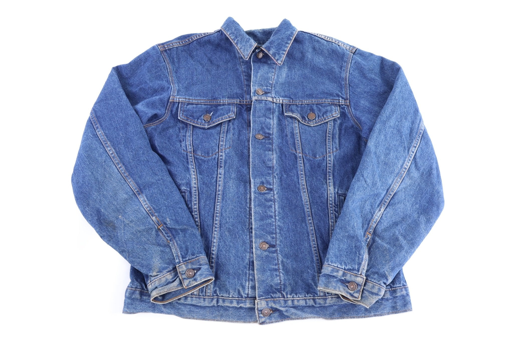 90's Plain Pockets Medium Wash Denim Jacket - Jacket - Thrifted Threads