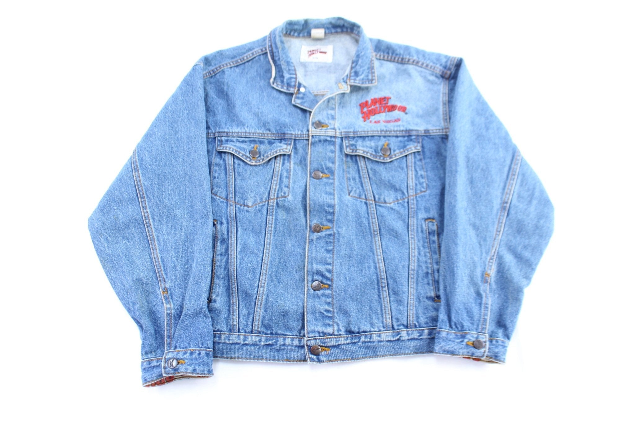 90's Planet Hollywood Embroidered Las Vegas Denim Jacket - Jacket - Thrifted Threads