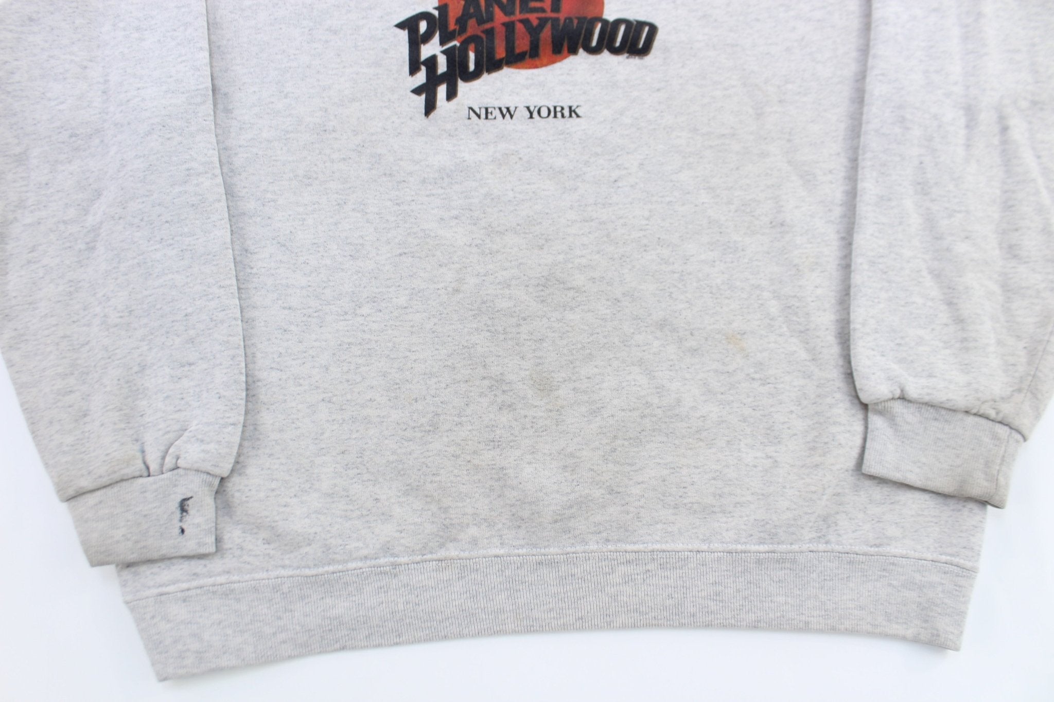90's Planet Hollywood New York Grey Sweatshirt - ThriftedThreads.com