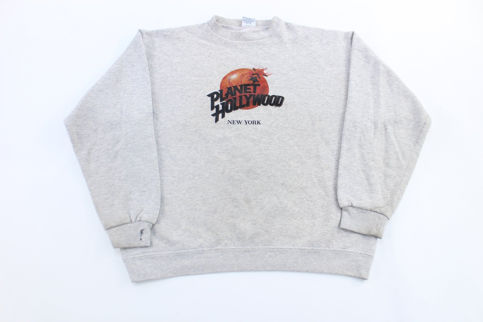 90's Planet Hollywood New York Grey Sweatshirt - ThriftedThreads.com