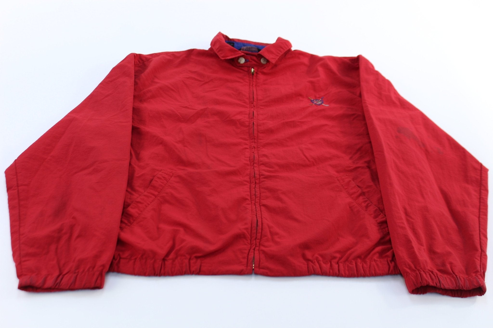 90's Polo by Ralph Lauren Embroidered Golf Logo Red Zip Up Jacket - ThriftedThreads.com