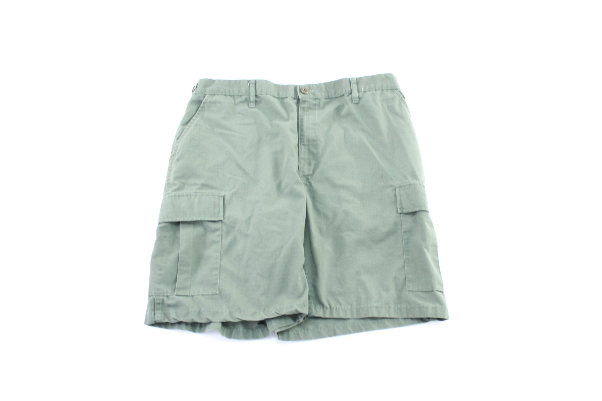 90's Popper Public Safety Green Cargo Shorts - ThriftedThreads.com