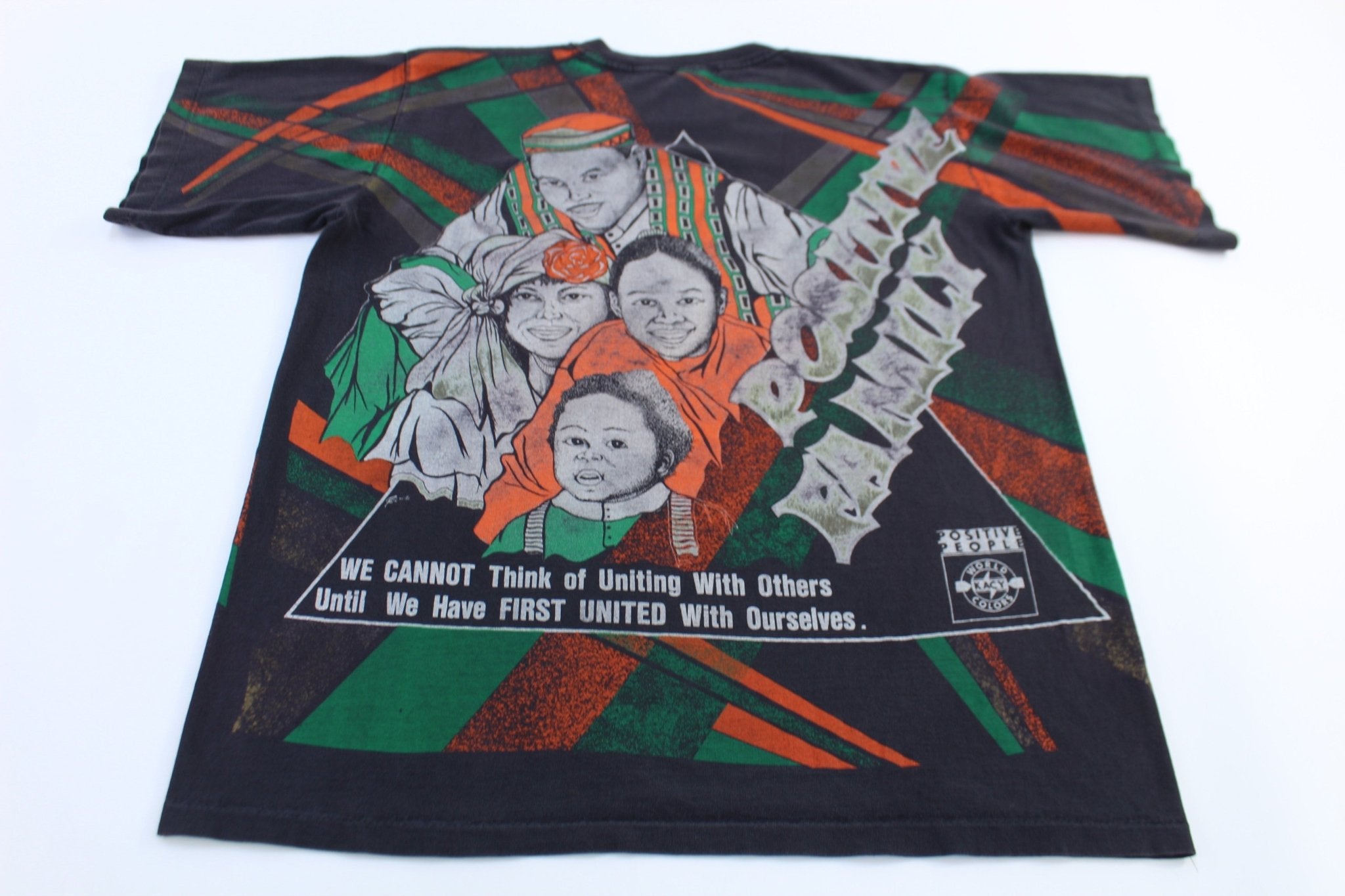 90's Positive Family Kacy World Colors All Over Graphic T-Shirt - ThriftedThreads.com