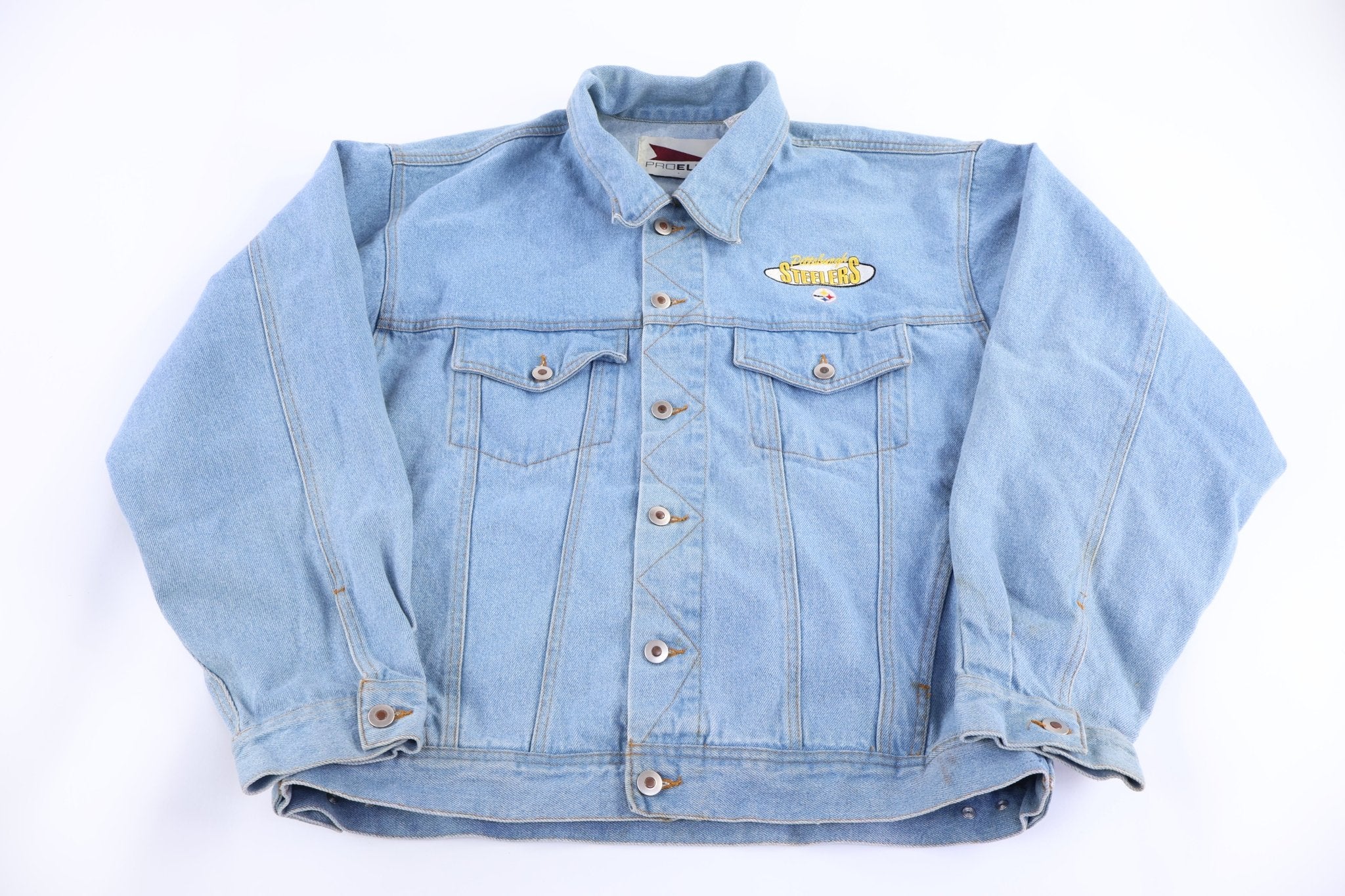 90's Pro Elite Light Wash Denim Jacket - Jacket - Thrifted Threads
