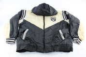 90's Pro Player Embroidered Oakland Raiders Zip Up Jacket - ThriftedThreads.com