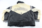 90's Pro Player Embroidered Oakland Raiders Zip Up Jacket - ThriftedThreads.com
