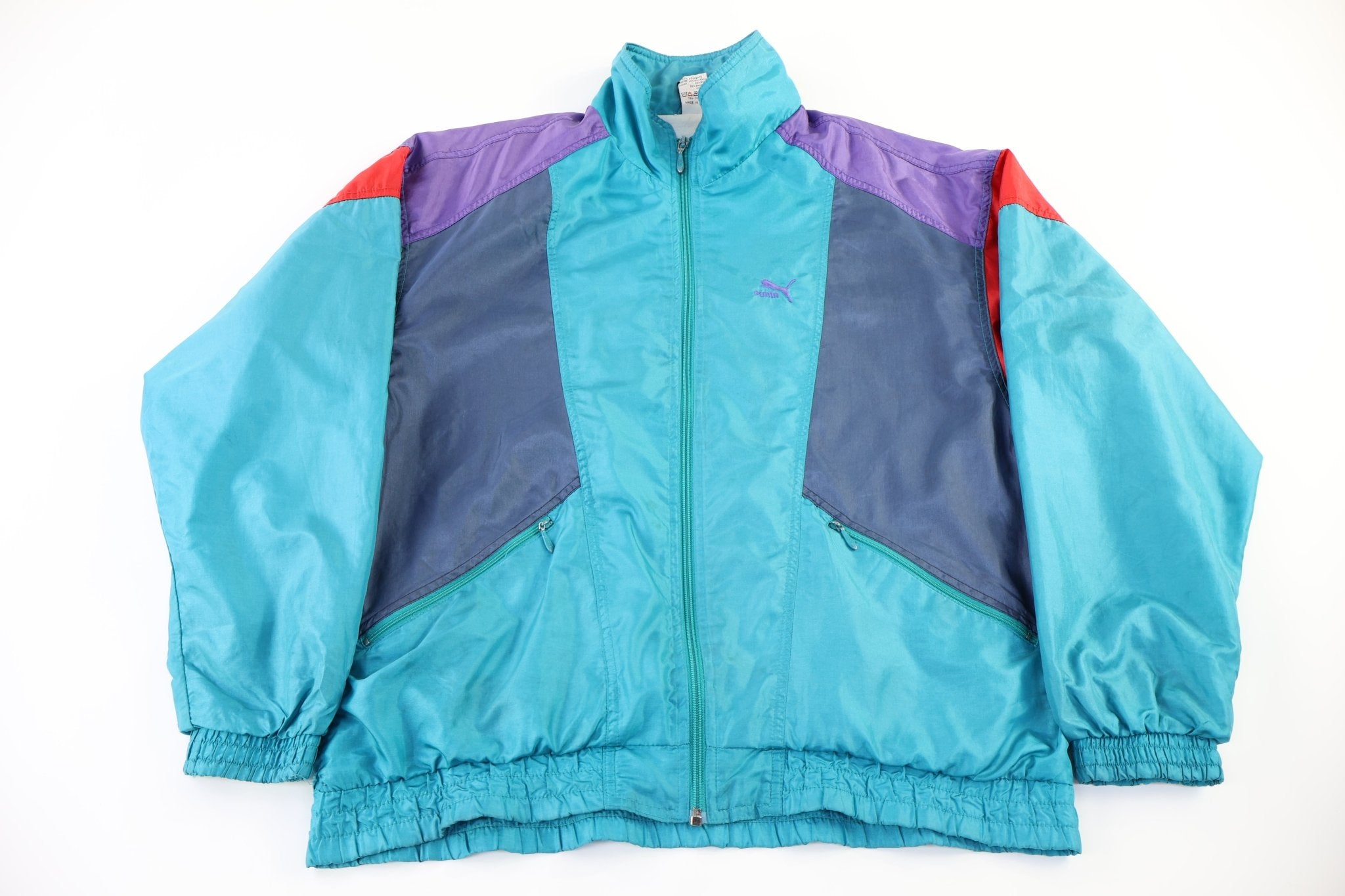 90's Puma Multicolor Full Zip Windbreaker - Jacket - Thrifted Threads
