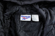 90's Reebok Embroidered Logo Black, Blue, & White Zip Up Jacket - ThriftedThreads.com