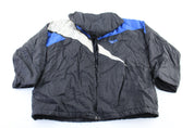 90's Reebok Embroidered Logo Black, Blue, & White Zip Up Jacket - ThriftedThreads.com