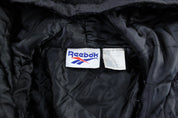 90's Reebok Embroidered Logo Black, Blue, & White Zip Up Jacket - Jacket - Thrifted Threads