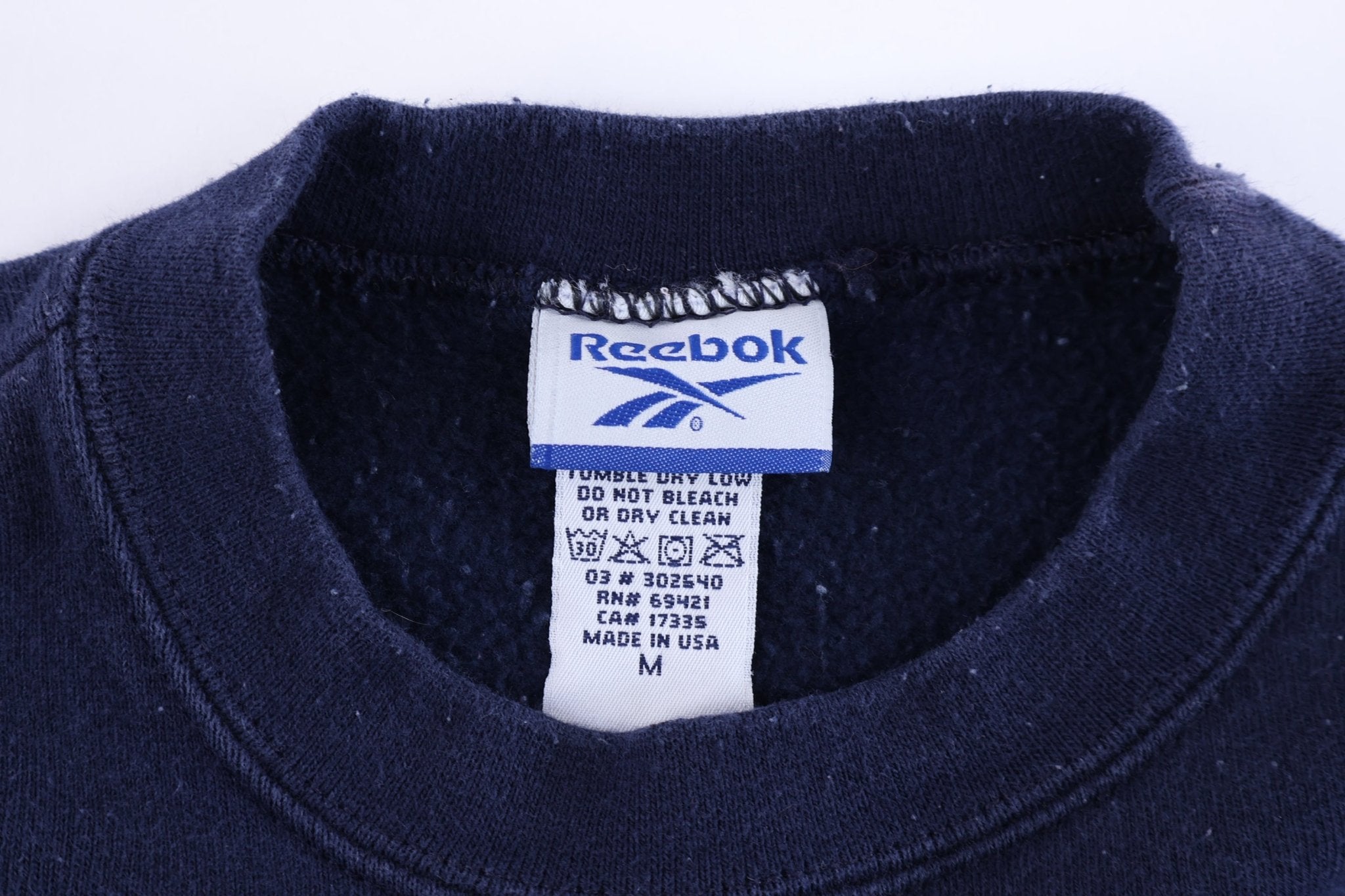 90's Reebok Embroidered Logo Blue Sweatshirt - Sweatshirt - Thrifted Threads