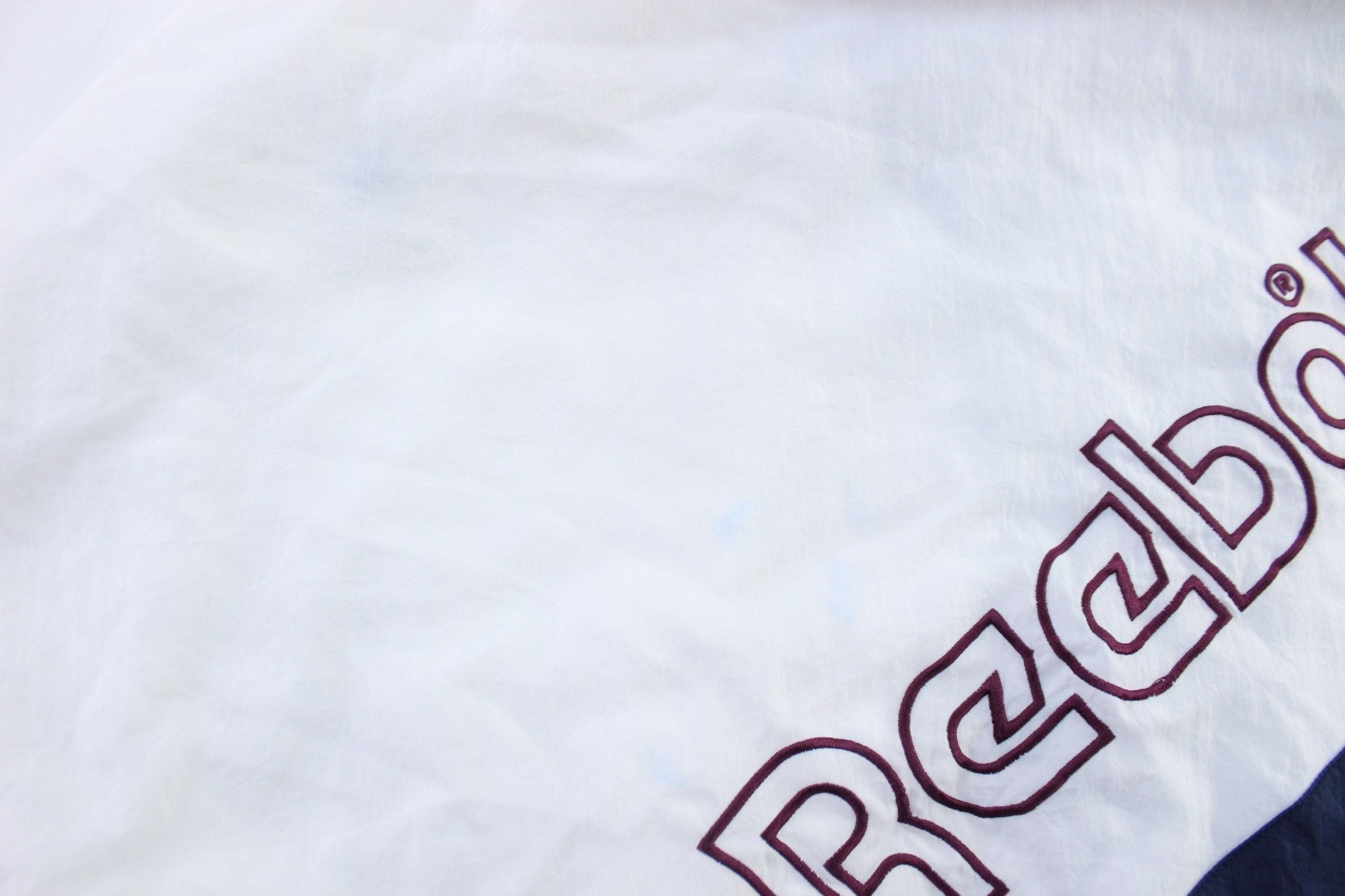 90's Reebok Embroidered Logo Blue & White Slip Zip Up Jacket - Jacket - Thrifted Threads