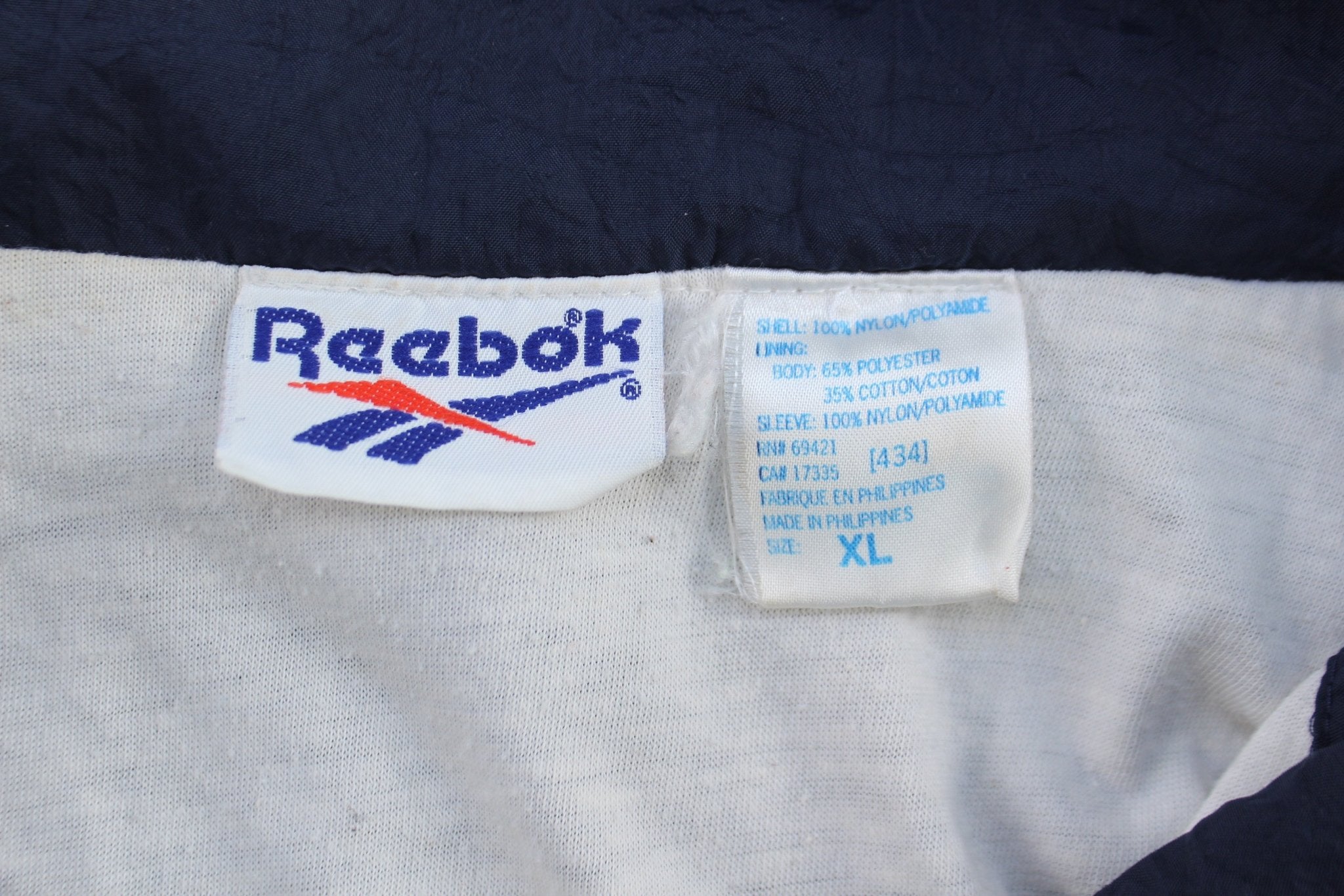 90's Reebok Embroidered Logo Blue & White Zip Up Jacket - ThriftedThreads.com