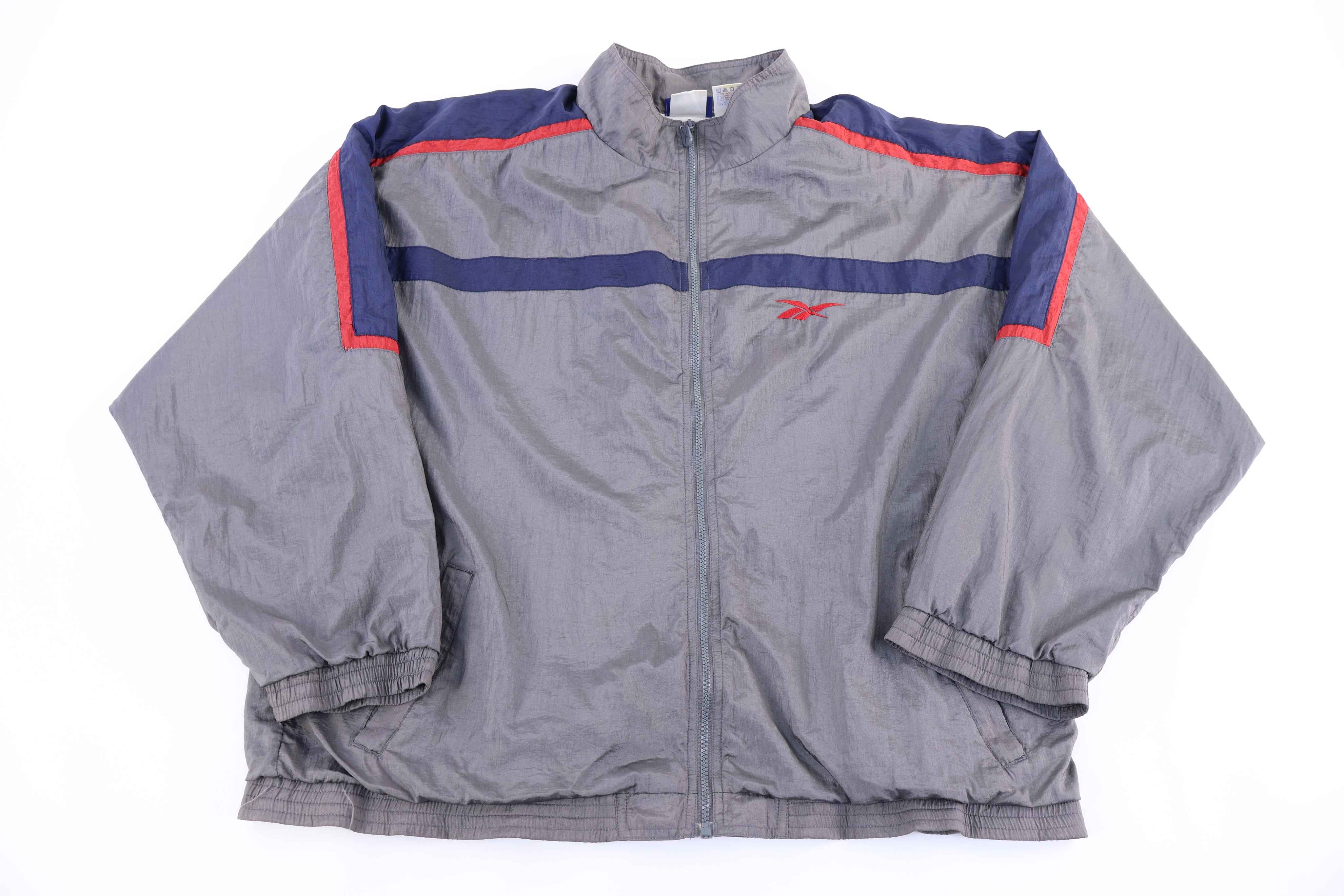 90's Reebok Embroidered Logo Full Zip Windbreaker - Jacket - Thrifted Threads