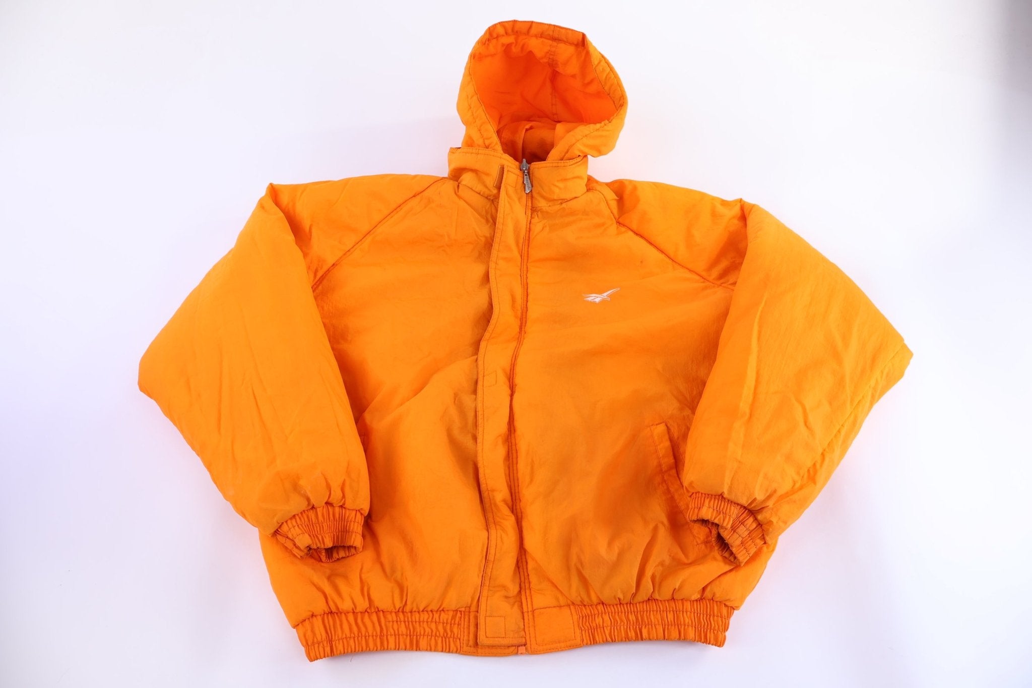 90's Reebok Embroidered Logo Orange Full Zip Jacket - Jacket - Thrifted Threads