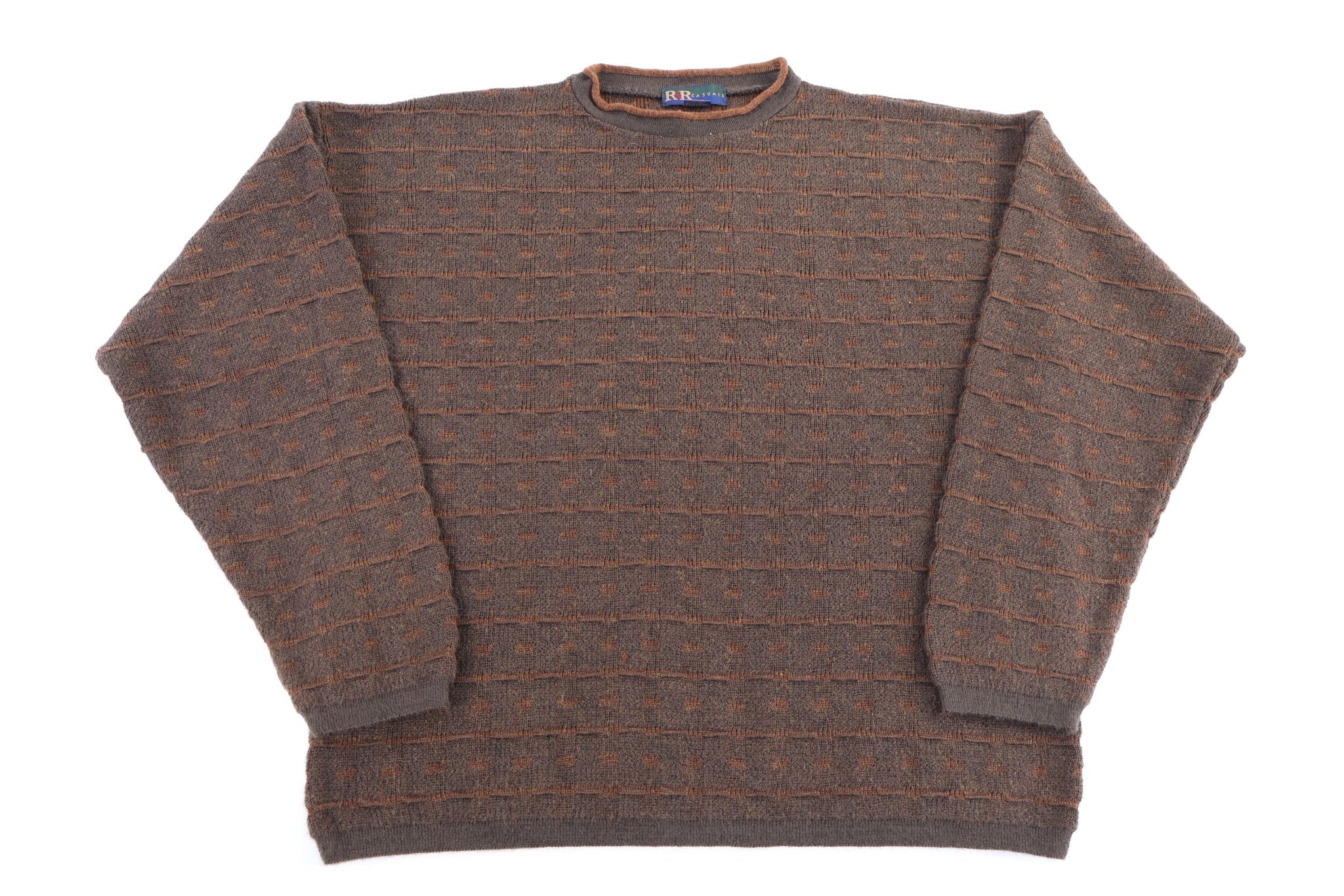 90's R&R Casuals Brown Knit Sweater - Sweater - Thrifted Threads