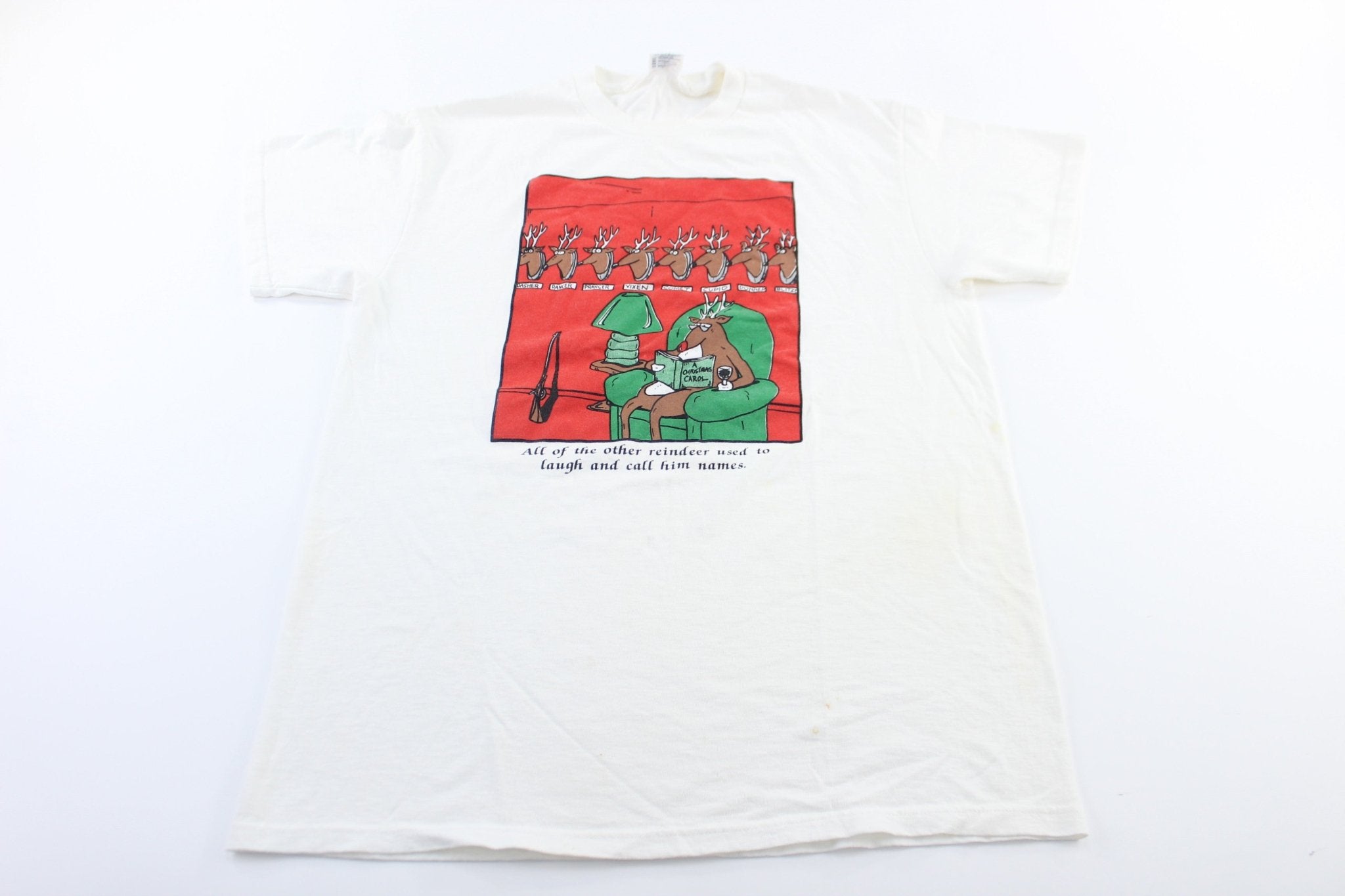 90's Rudolph Comic Christmas Graphic T-Shirt - ThriftedThreads.com