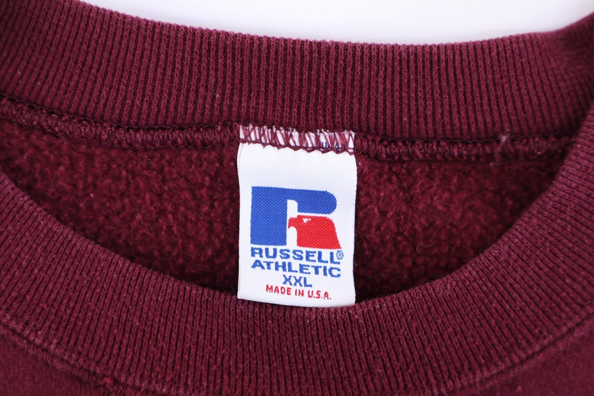 90's Russell Athletic Maroon Blank Sweatshirt - Sweatshirt - Thrifted Threads