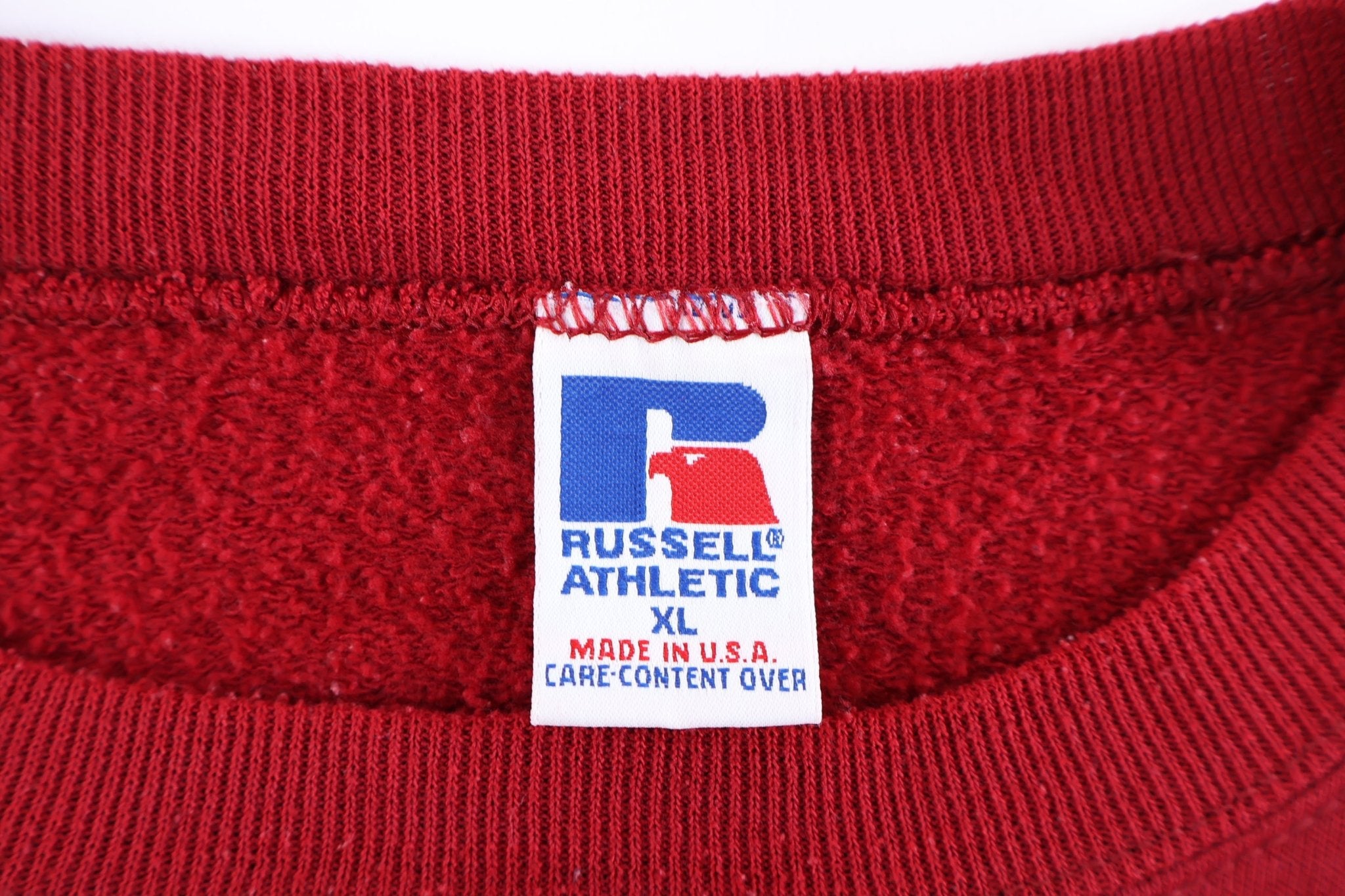 90's Russell Athletic Red Blank Sweatshirt - Sweatshirt - Thrifted Threads