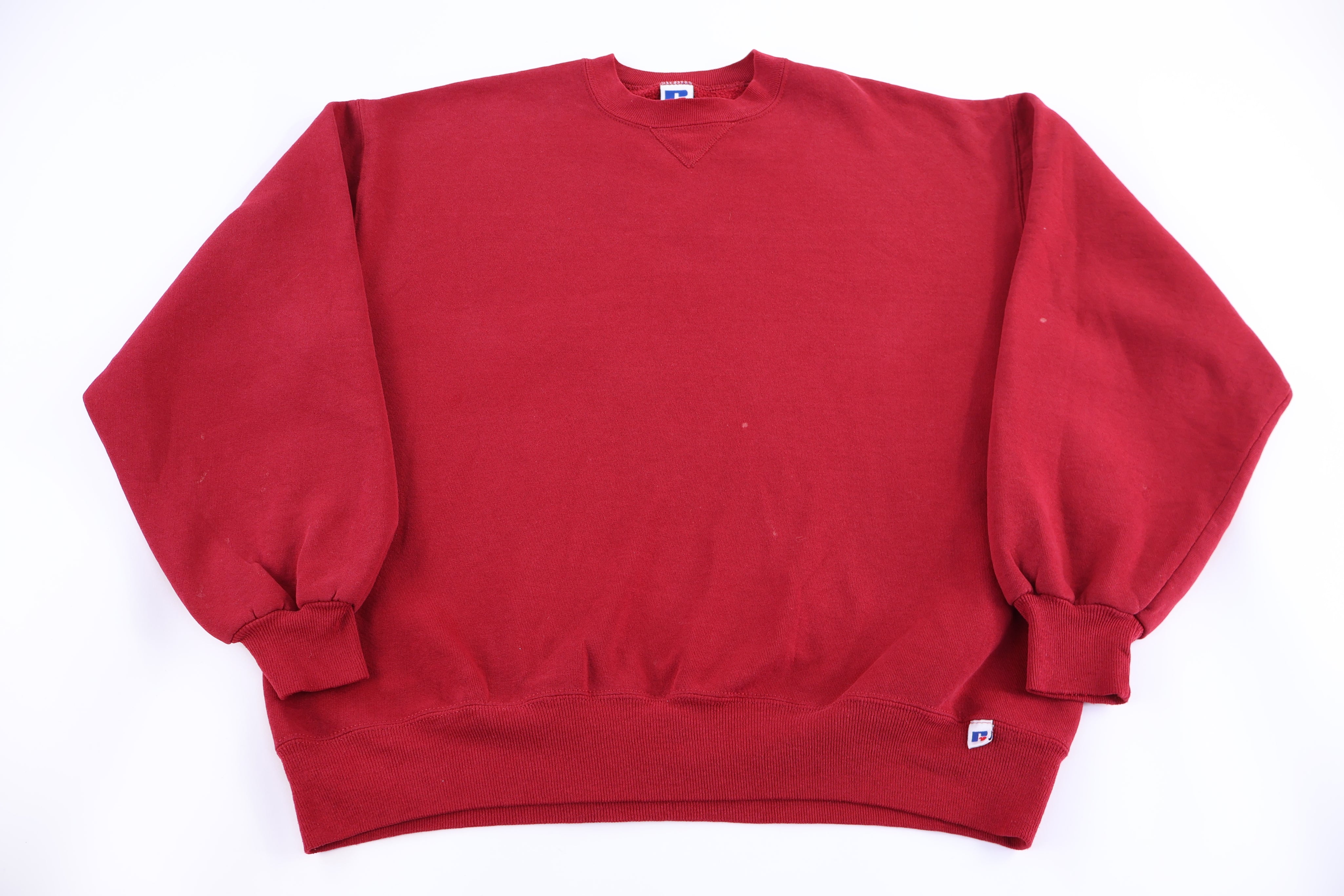 90's Russell Athletic Red Blank Sweatshirt - Sweatshirt - Thrifted Threads