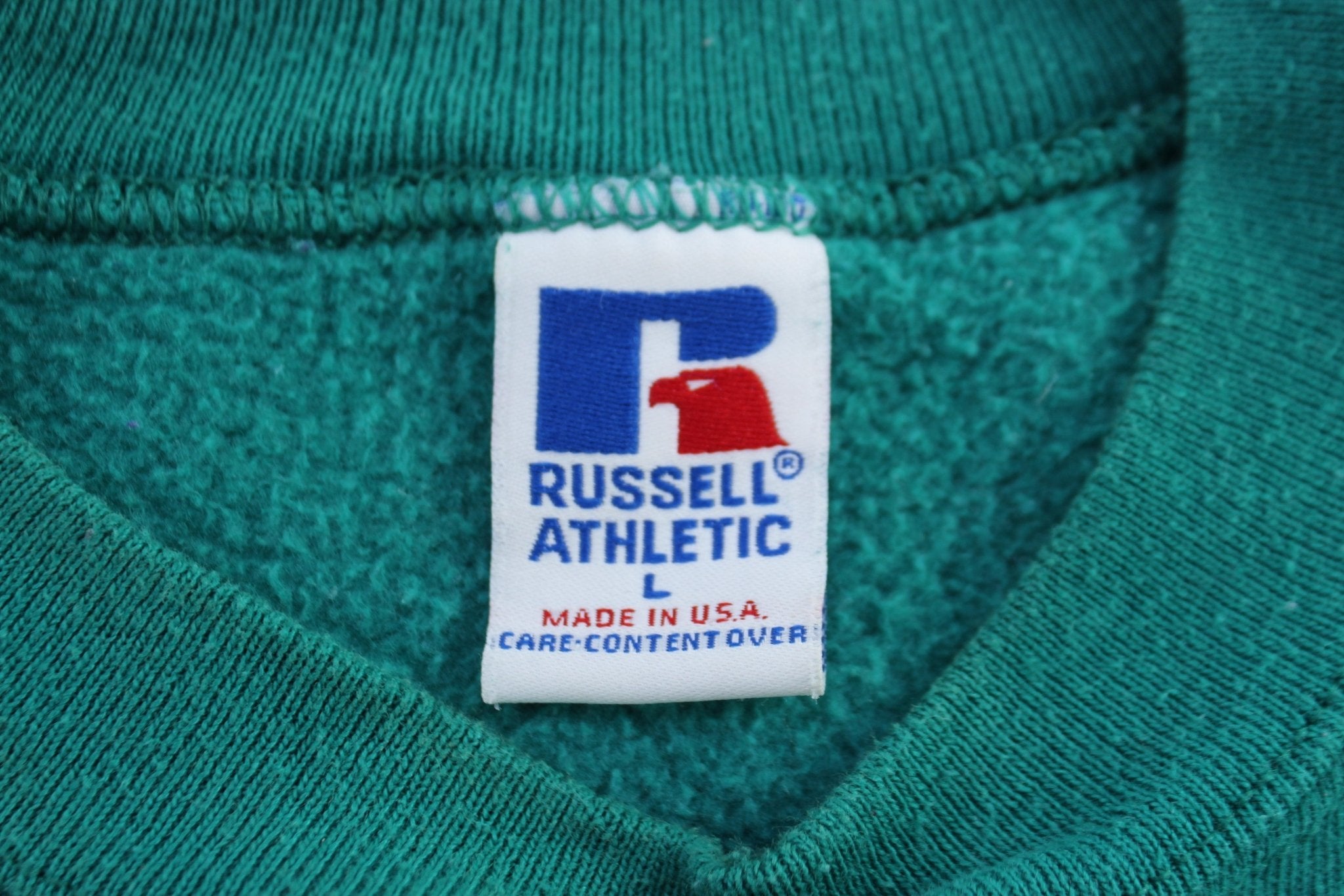 90's Russell Athletic Turquoise Blank Sweatshirt - ThriftedThreads.com