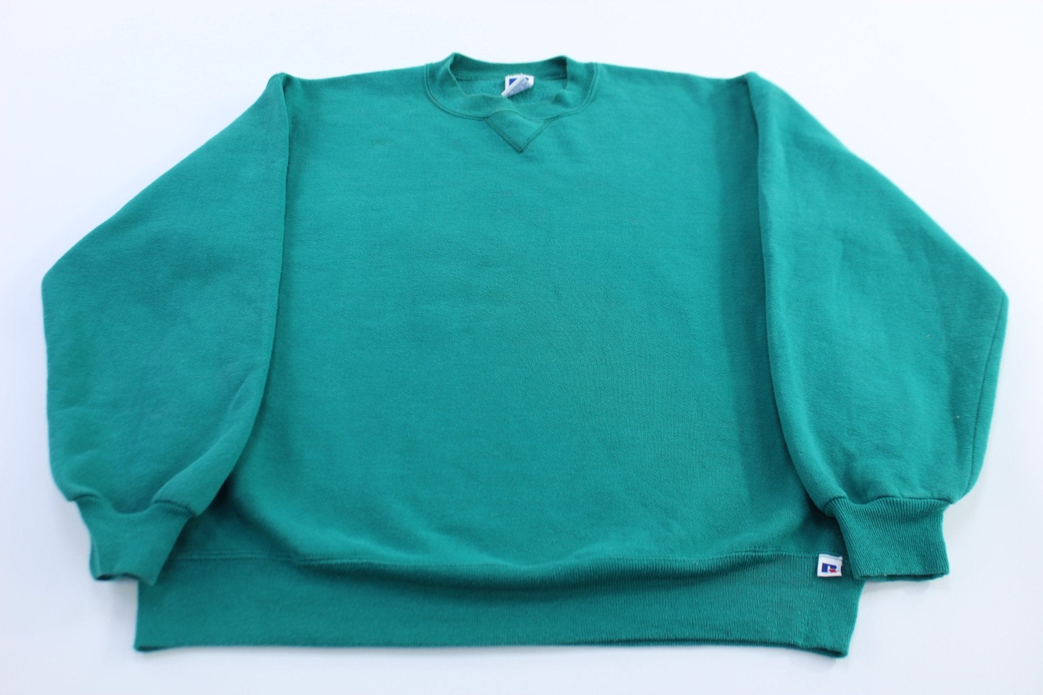90's Russell Athletic Turquoise Blank Sweatshirt - ThriftedThreads.com