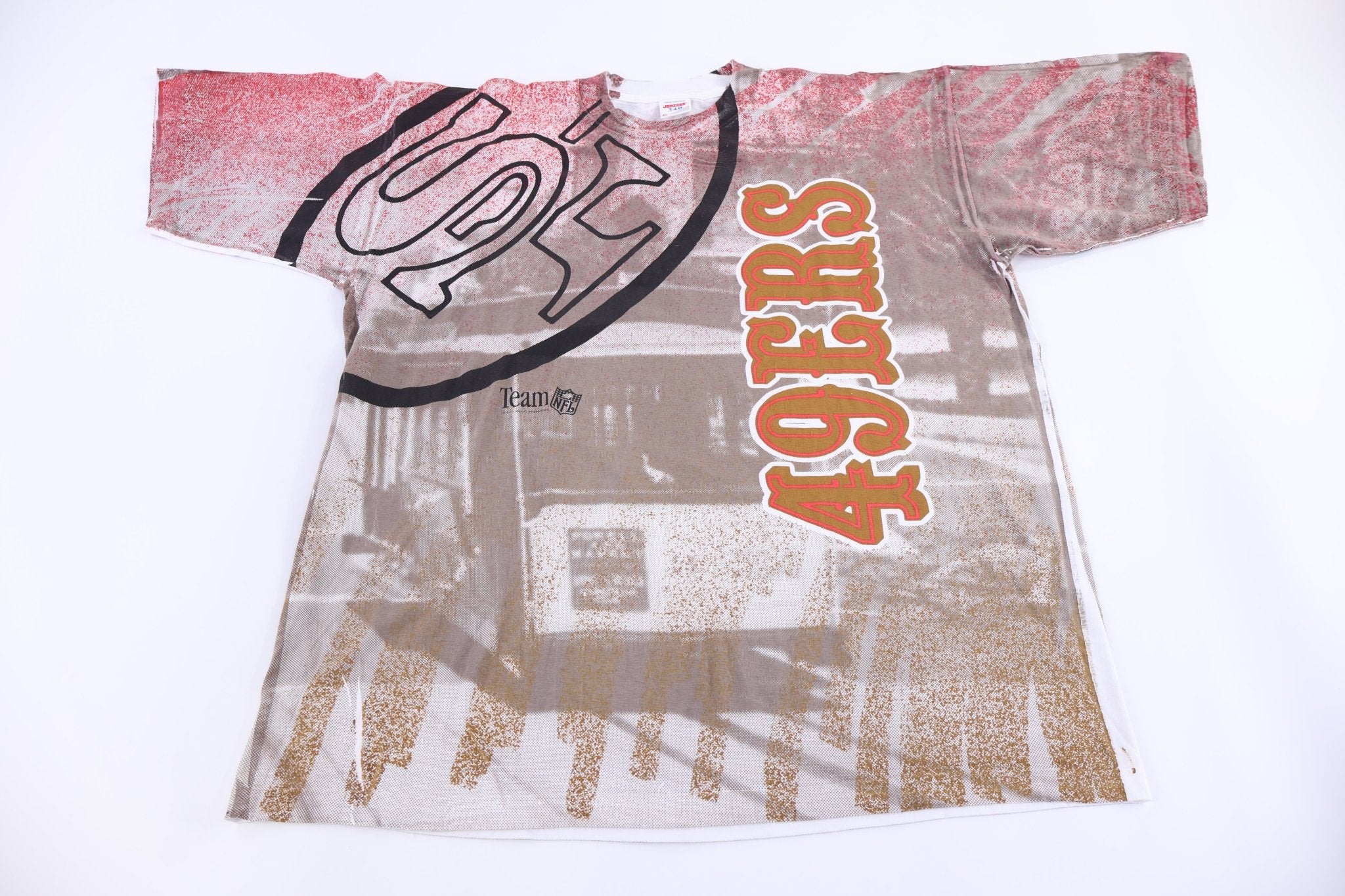 90's San Francisco 49ers Football All Over Graphic T-shirt - Shirts & Tops - Thrifted Threads