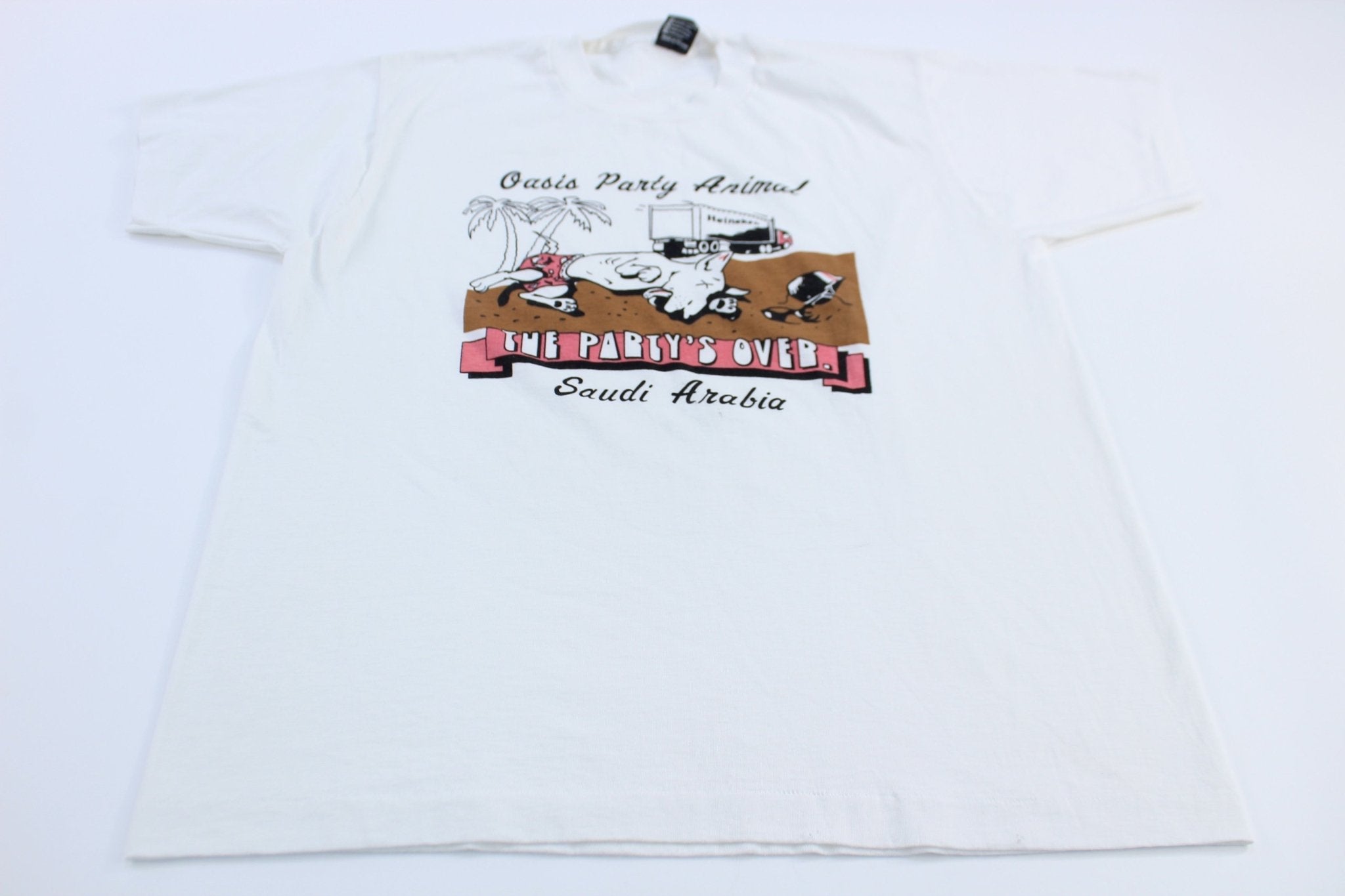 90's Saudi Arabia Oasis Party Animal Heineken T-Shirt - T-Shirts - Thrifted Threads