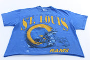 90's St. Louis Rams Football Cropped T-Shirt - ThriftedThreads.com
