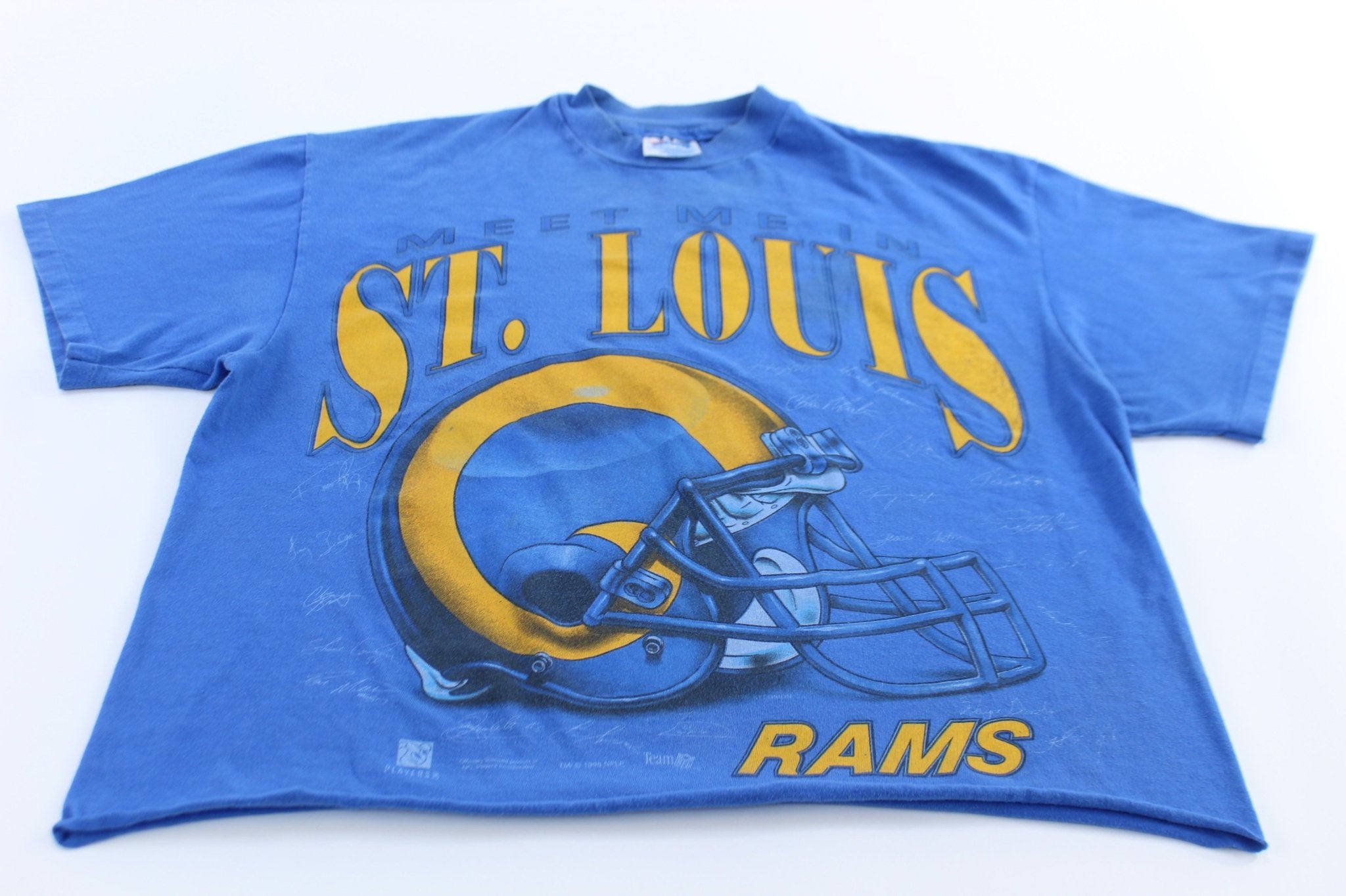 90's St. Louis Rams Football Cropped T-Shirt - ThriftedThreads.com