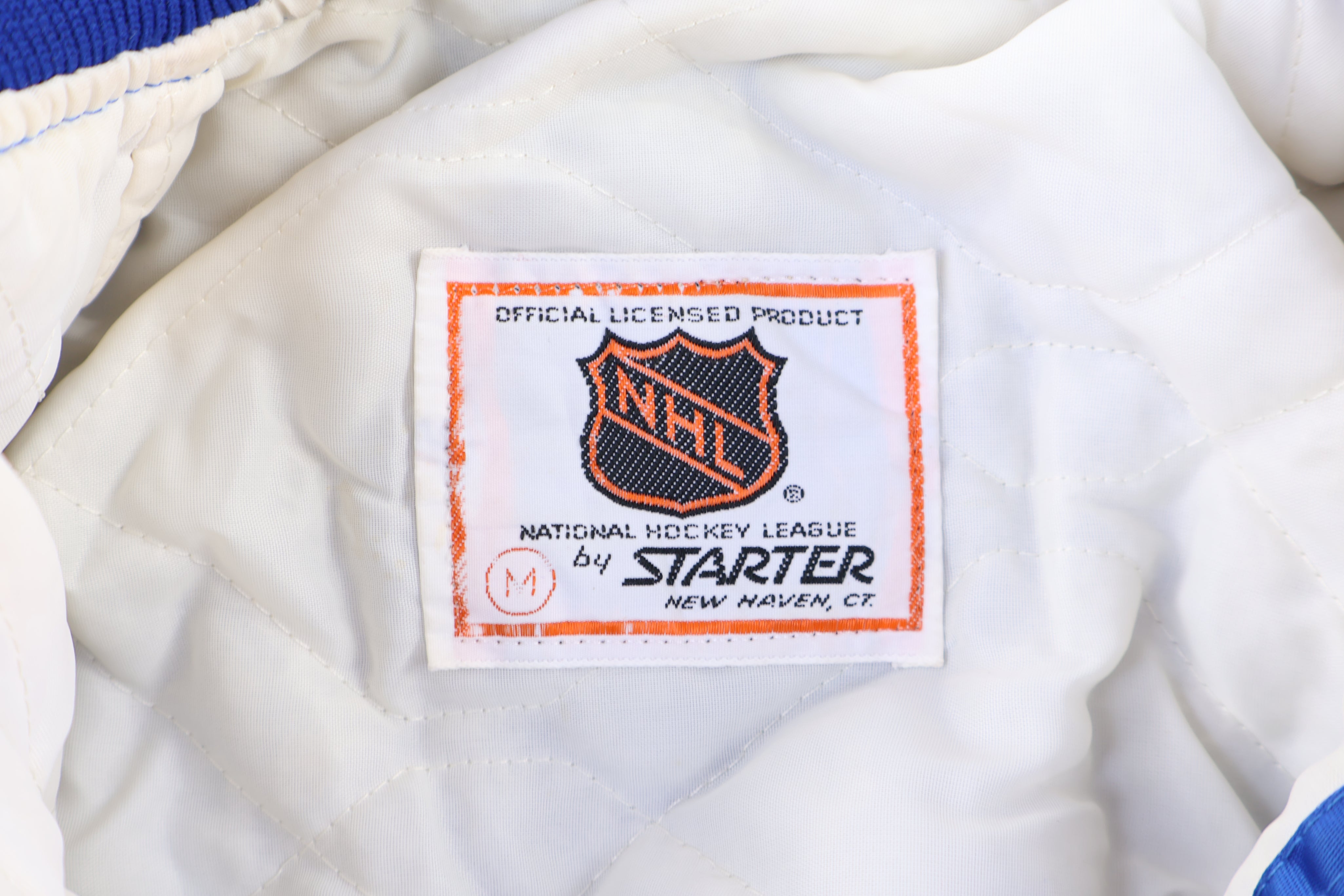 90's Starter Edmonton Oilers Hockey Bomber Jacket - Jacket - Thrifted Threads