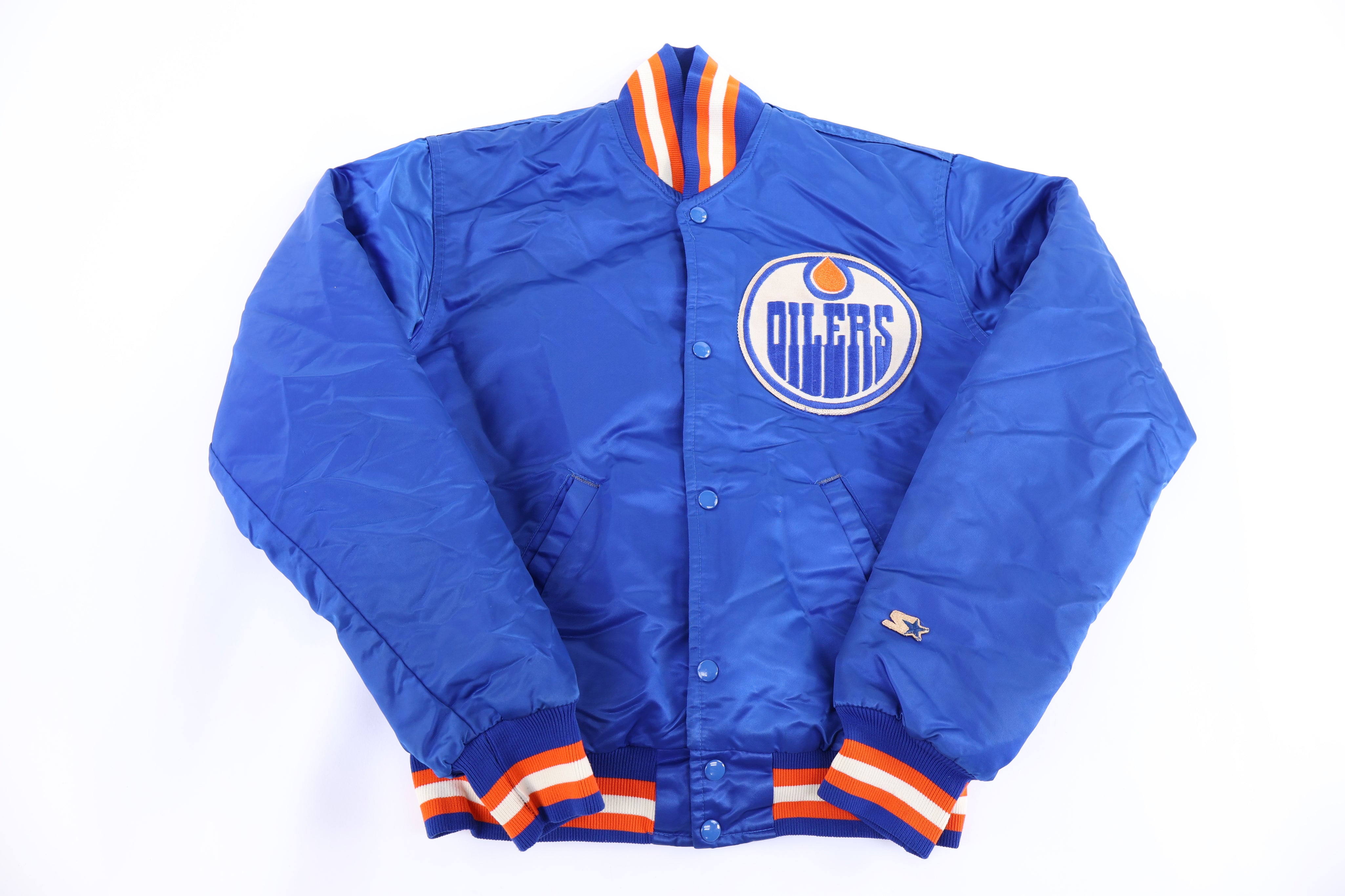 90's Starter Edmonton Oilers Hockey Bomber Jacket - Jacket - Thrifted Threads