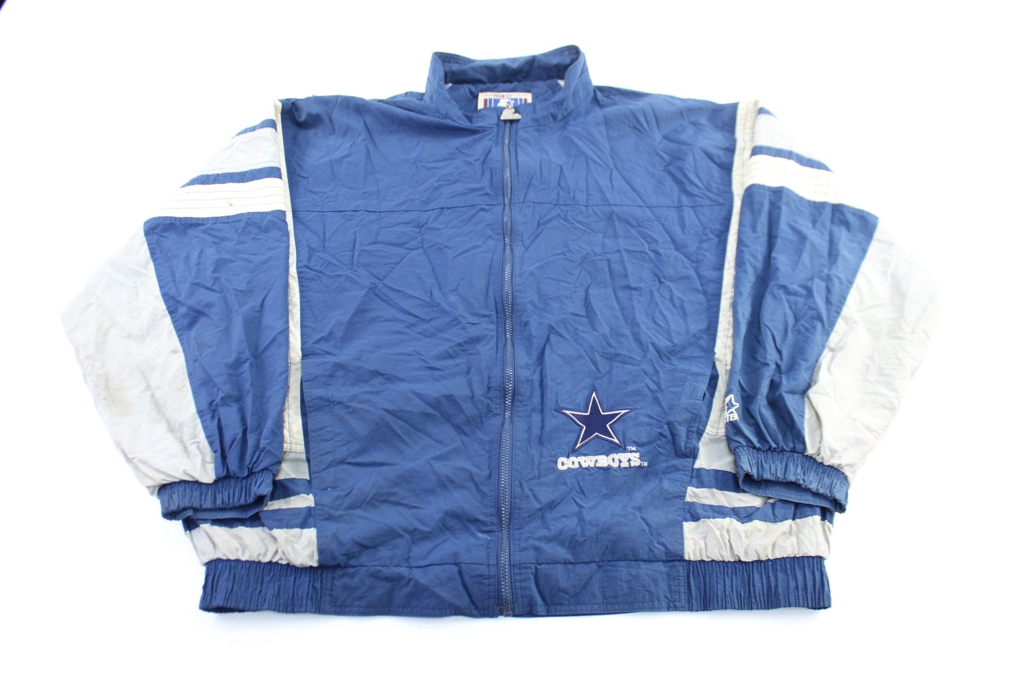 90's Starter Embroidered Logo Dallas Cowboys Zip Up Jacket - ThriftedThreads.com