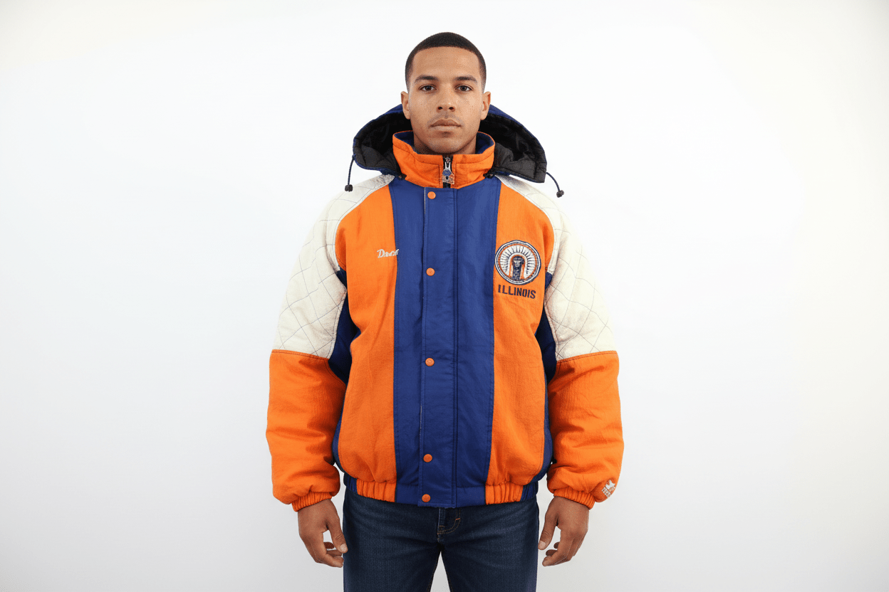 90's Starter Illinois University Full Zip Puffer Jacket - Jacket - Thrifted Threads
