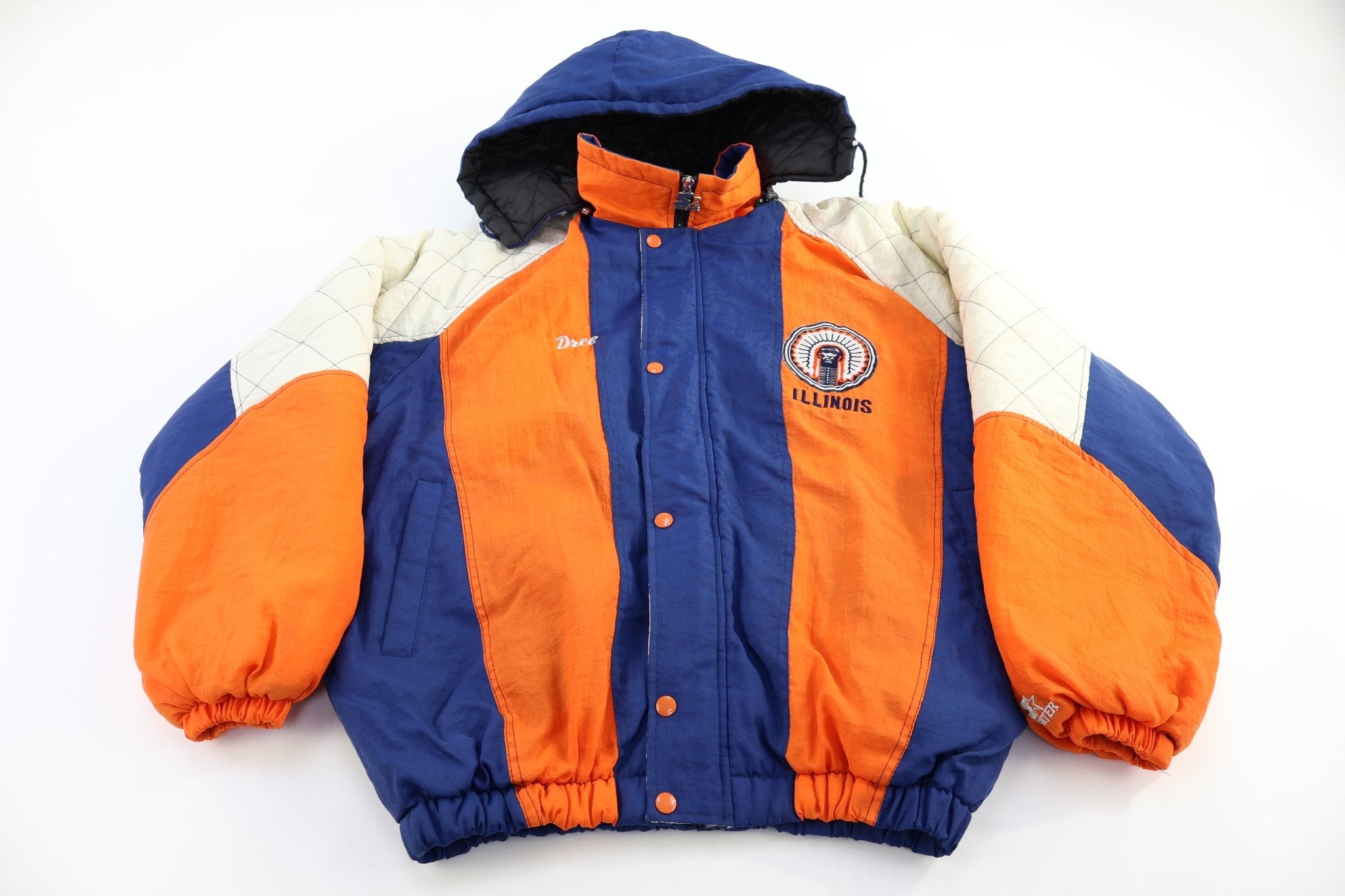 90's Starter Illinois University Full Zip Puffer Jacket - Jacket - Thrifted Threads