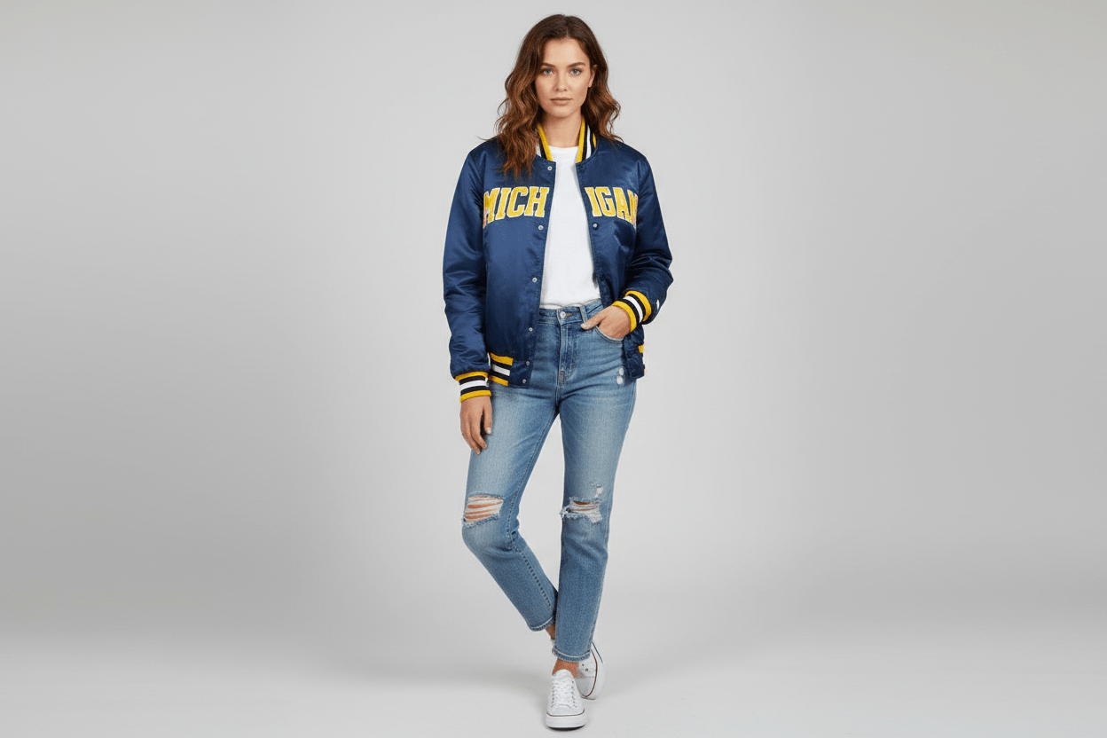 90's Starter University of Michigan Bomber Jacket - ThriftedThreads.com
