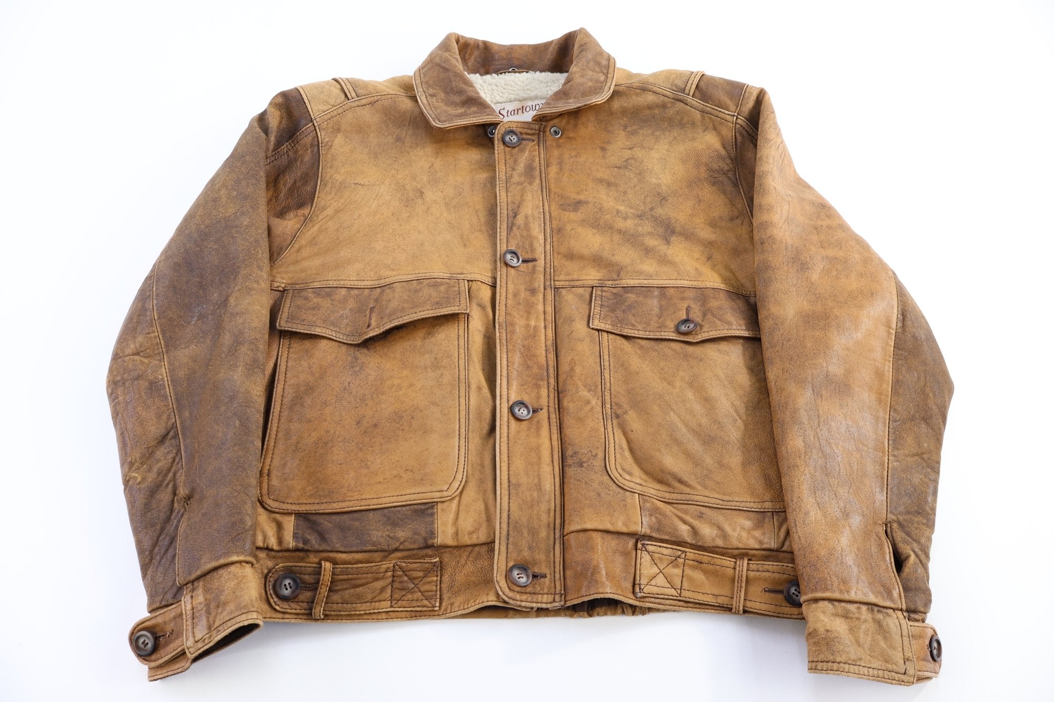 90's Startown Brown Leather Sherpa Lined Jacket - Jacket - Thrifted Threads