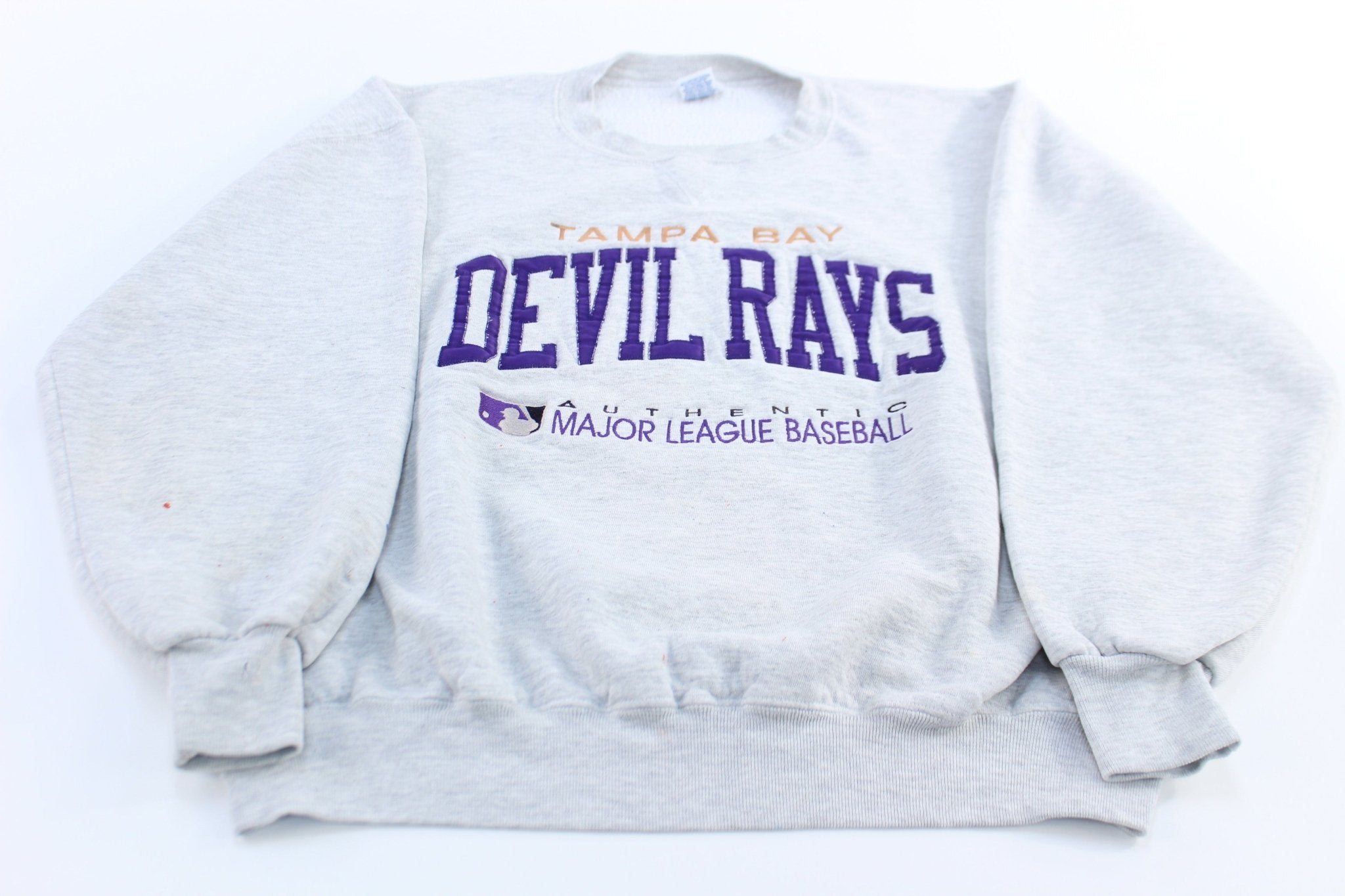 90's Tampa Bay Devil Rays Embroidered Russell Athletic Sweatshirt - ThriftedThreads.com