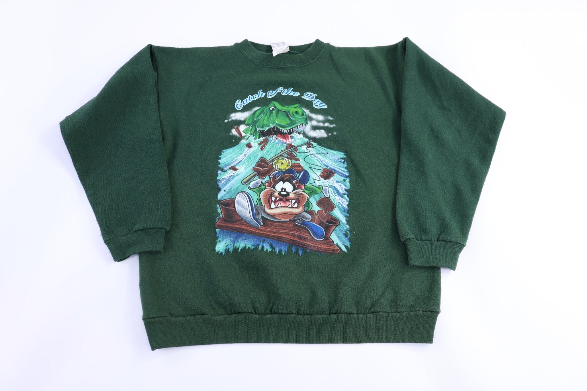 90's Taz The Devil Dinosaur Graphic Sweatshirt - Sweatshirt - Thrifted Threads